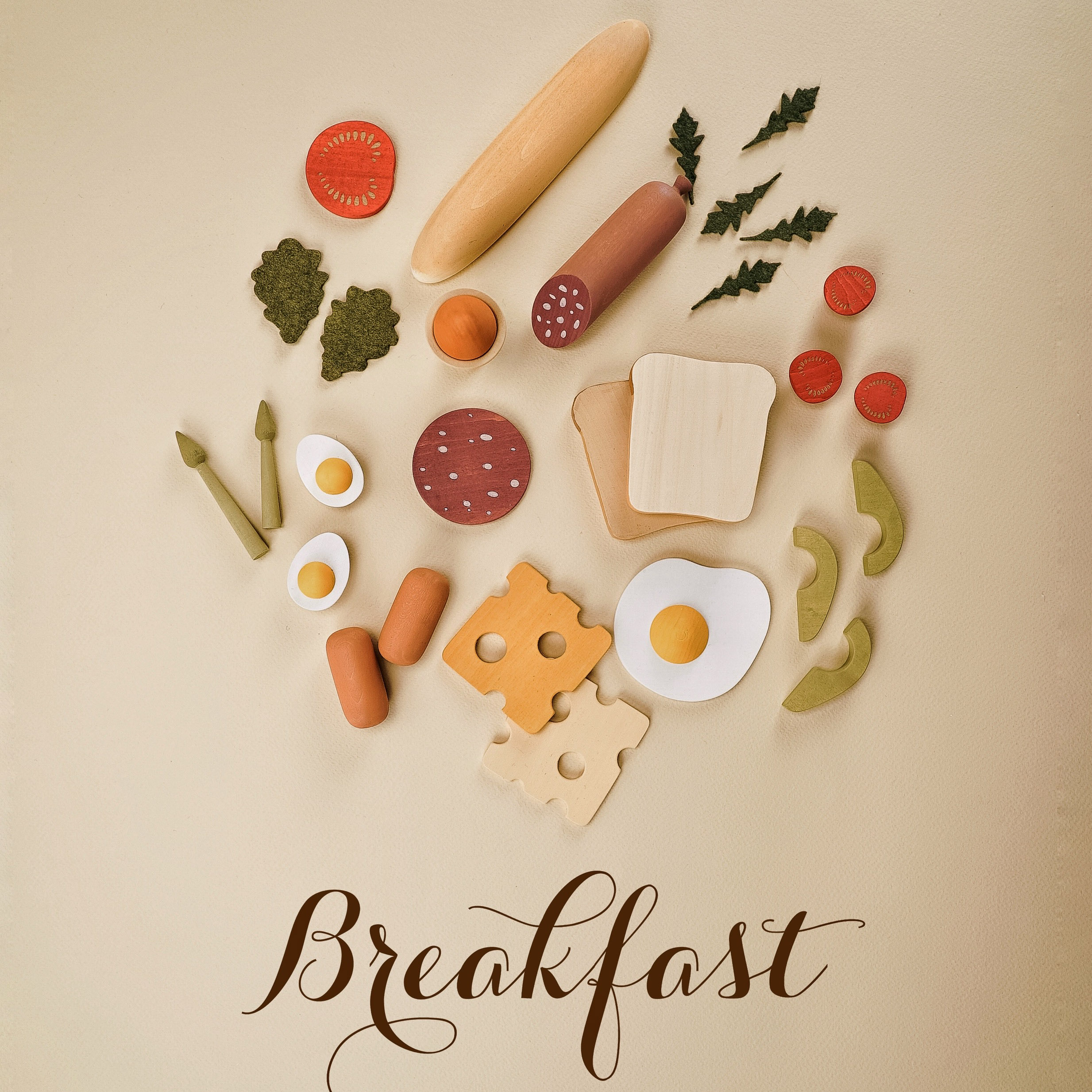 WOODEN PLAY FOOD SET / BREAKFAST