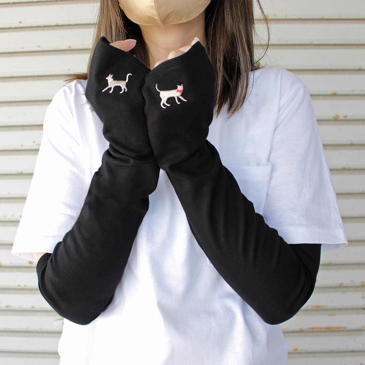 【WOMEN】おさんぽねこ刺繍UVグローブ