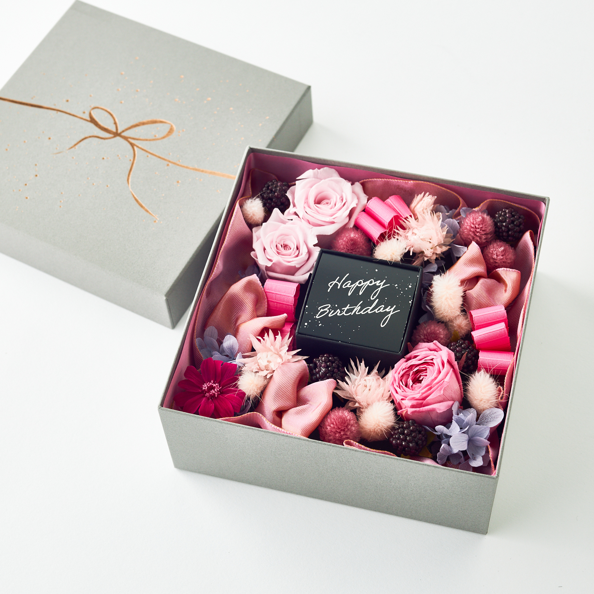 【メッセージ付き】プリザーブドフラワーボックス&焼き菓子セット