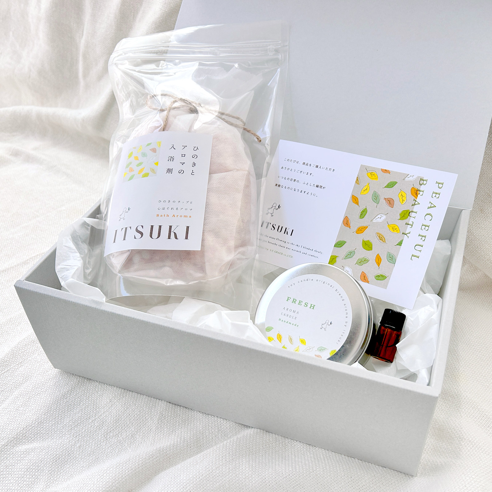 国産ひのきの入浴剤　3mlオイル&アロマキャンドルセット