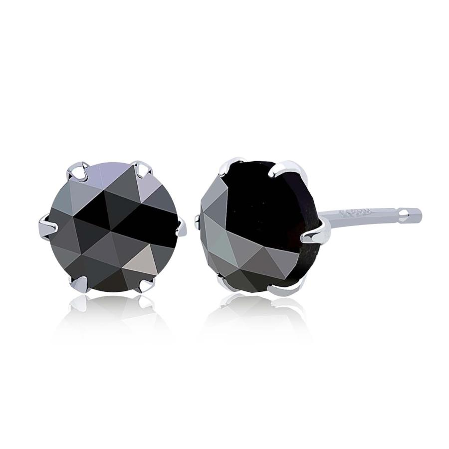 新品未使用　ブラックダイヤ　超大粒　高級感　ピアス　1ct ピアス ブラックダイヤモンド 計1ct 一粒 ローズカット 6本爪 | LARA