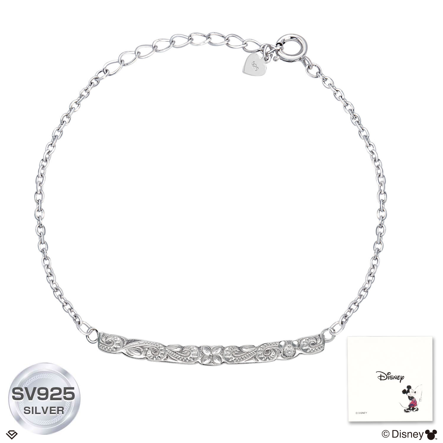 ブレスレット レディース ディズニー 「ミッキー」  シルバー ハワイアンジュエリー  スクロールバー