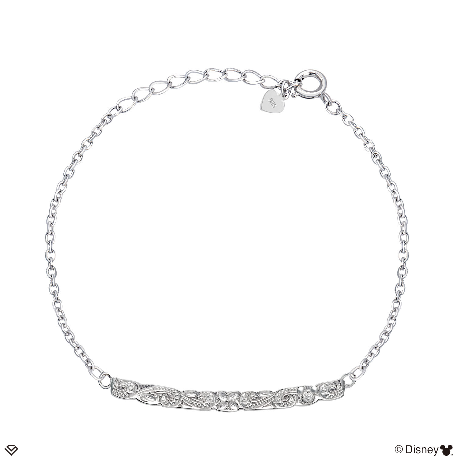 ブレスレット レディース ディズニー 「ミッキー」  シルバー ハワイアンジュエリー  スクロールバー