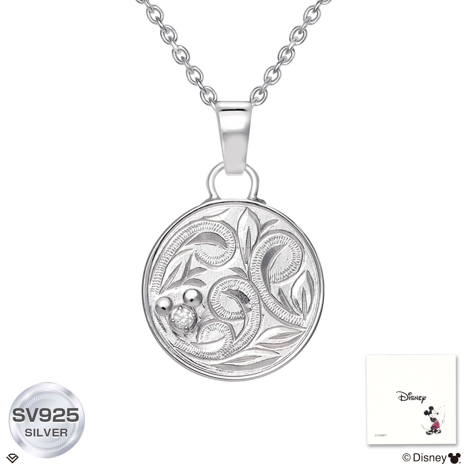 ネックレス ハワイアンジュエリー ディズニー レディース シルバー  コイン 「ミッキー」