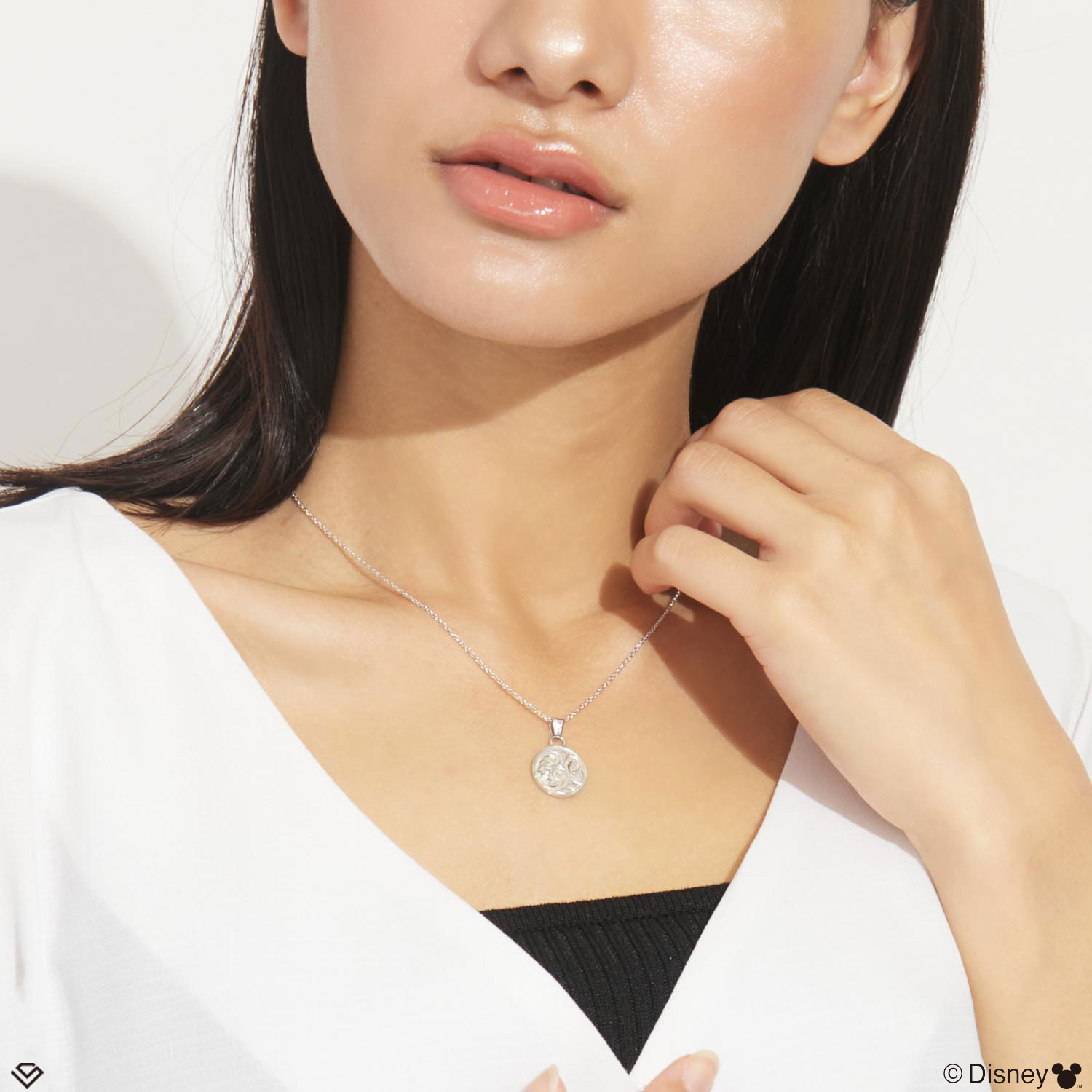 ネックレス ハワイアンジュエリー ディズニー レディース シルバー  コイン 「ミッキー」