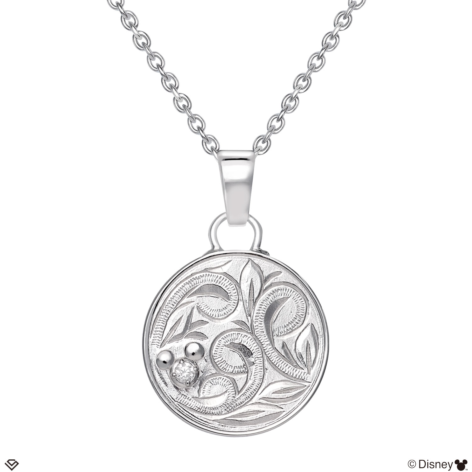 ネックレス ハワイアンジュエリー ディズニー レディース シルバー  コイン 「ミッキー」