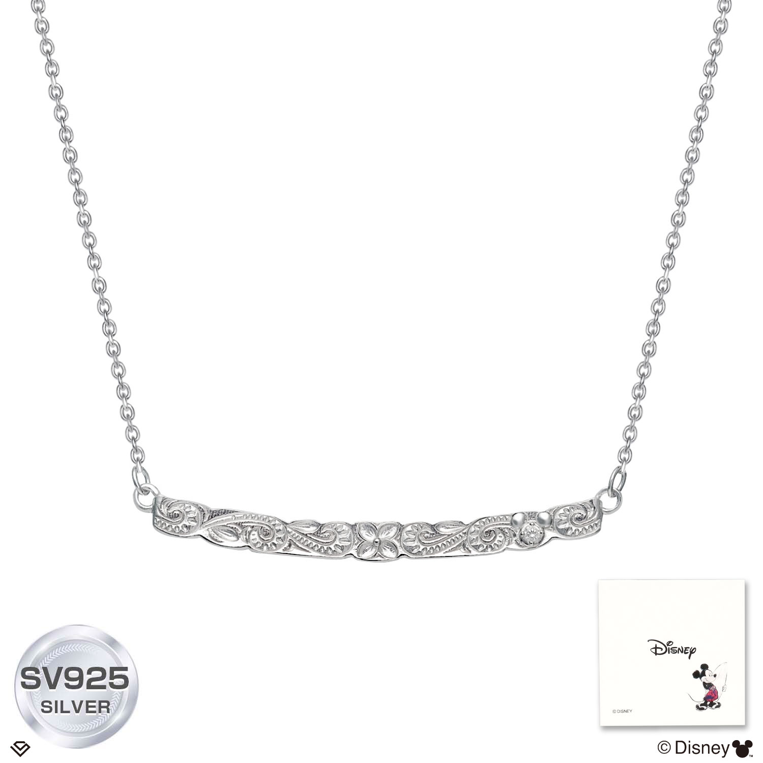 ネックレス ハワイアンジュエリー ディズニー レディース シルバー  スクロール アジャスター 「ミッキー」