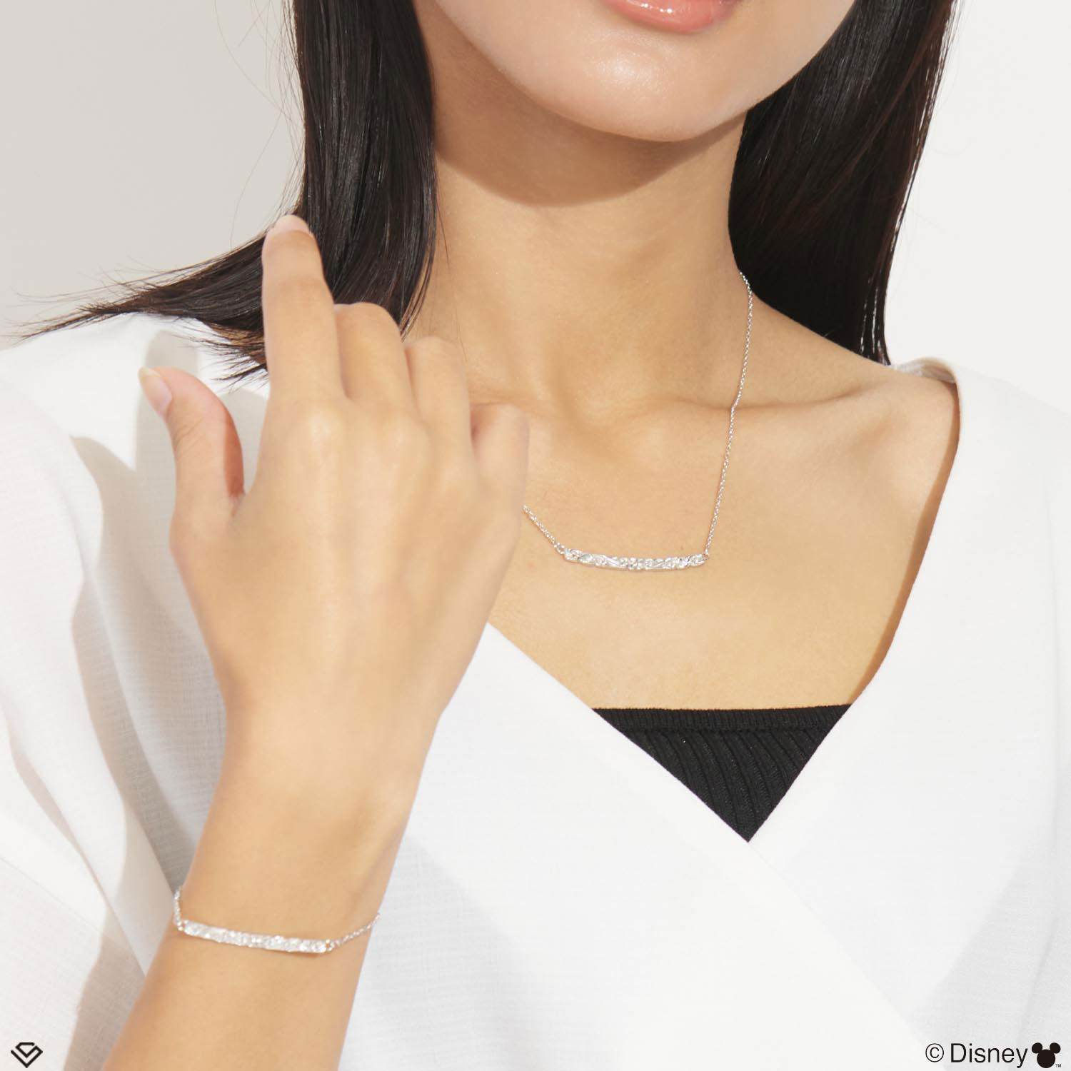 ネックレス ハワイアンジュエリー ディズニー レディース シルバー  スクロール アジャスター 「ミッキー」