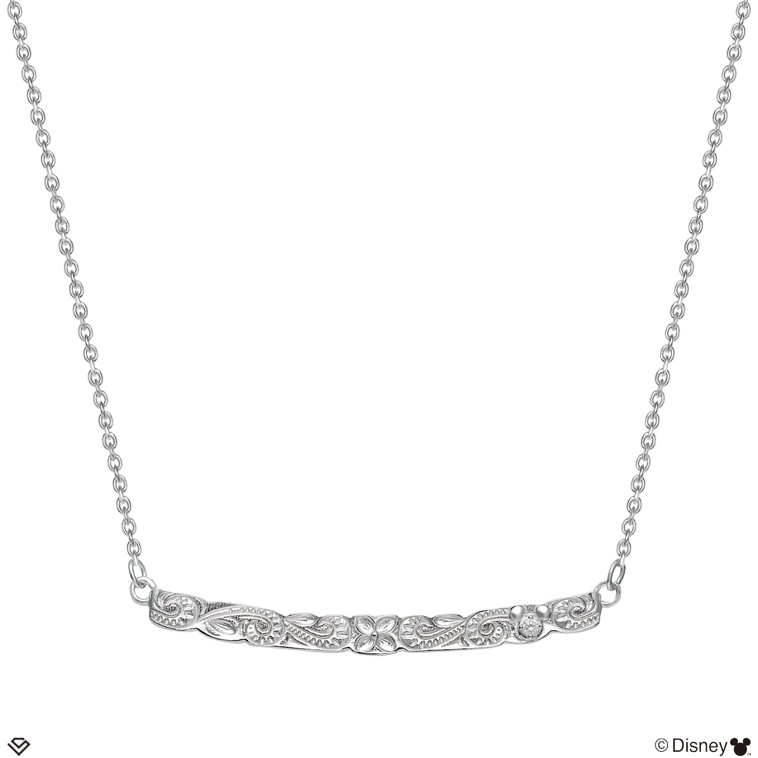 ネックレス ハワイアンジュエリー ディズニー レディース シルバー  スクロール アジャスター 「ミッキー」