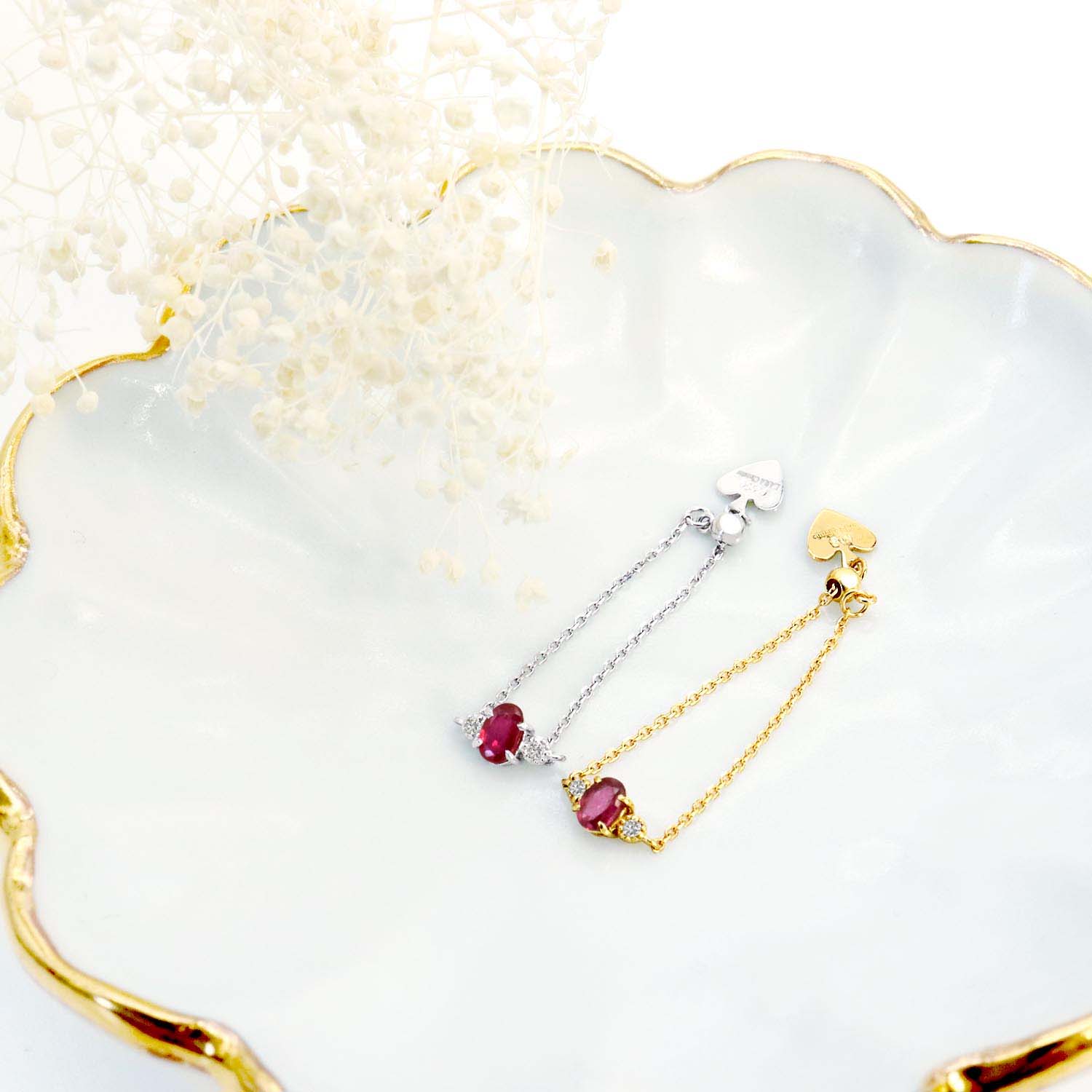 指輪 レディース  ルビー ダイヤモンド フリーリング チェーンリング