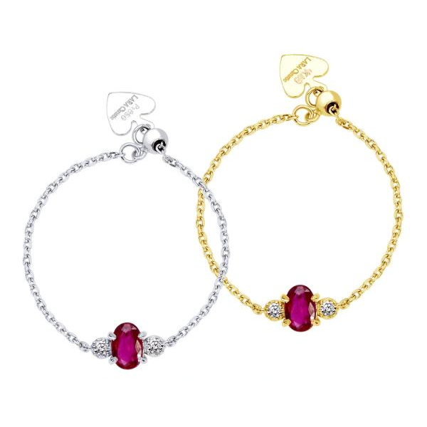 指輪 レディース  ルビー ダイヤモンド フリーリング チェーンリング