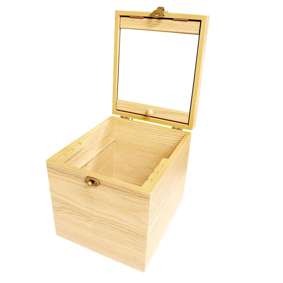 メイクボックス  鏡付き 木製