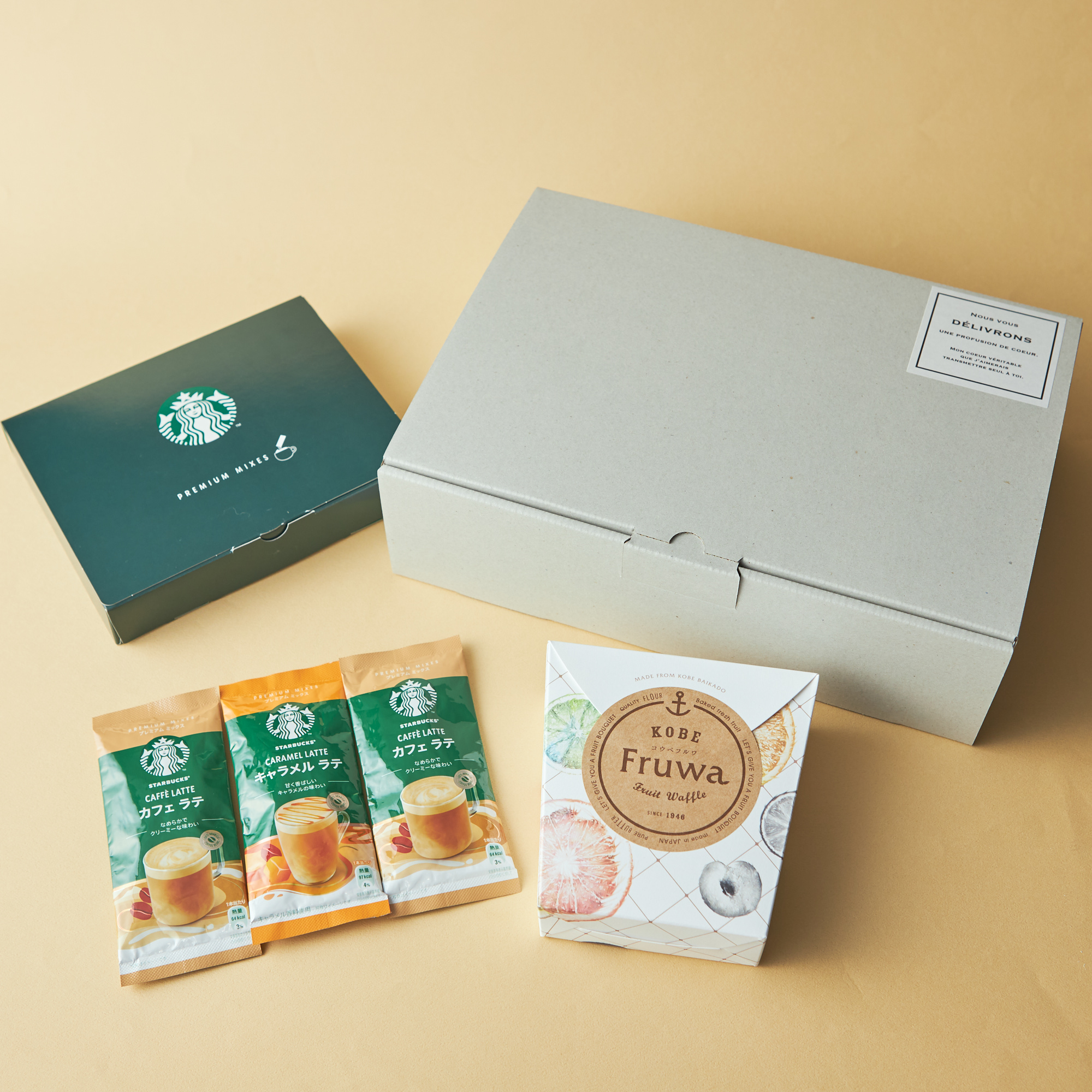 【常温OK/ボックス付き】選べるコーヒーとフルーツワッフルのセット