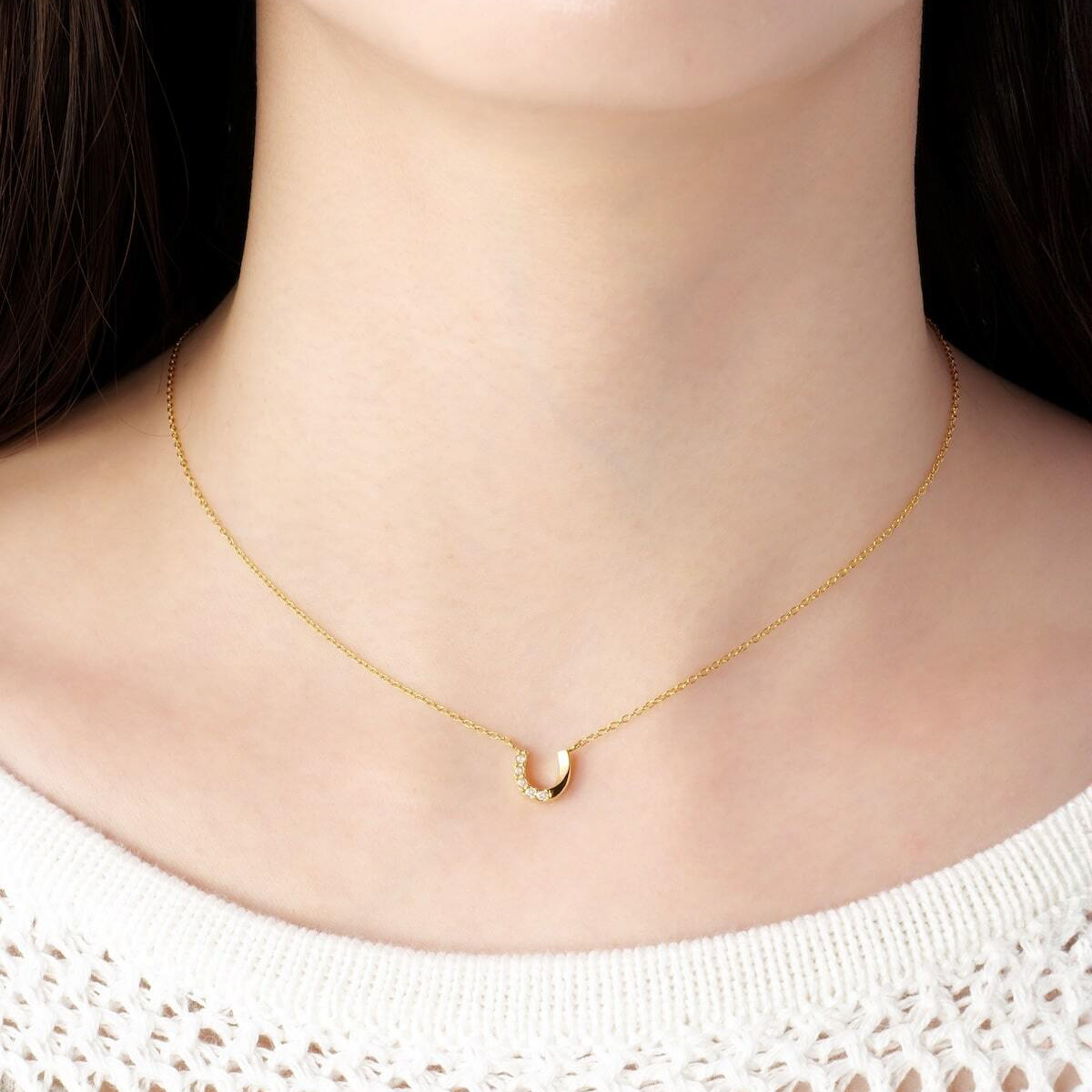【ギフトBOX入】Mini Horseshoe Necklace（ゴールド/シルバー）