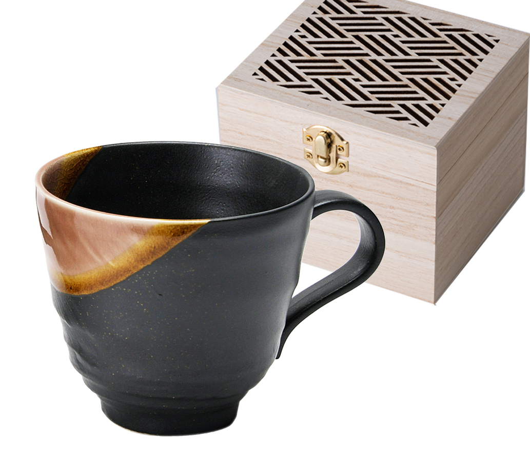 釉彩マグ 木箱入赤