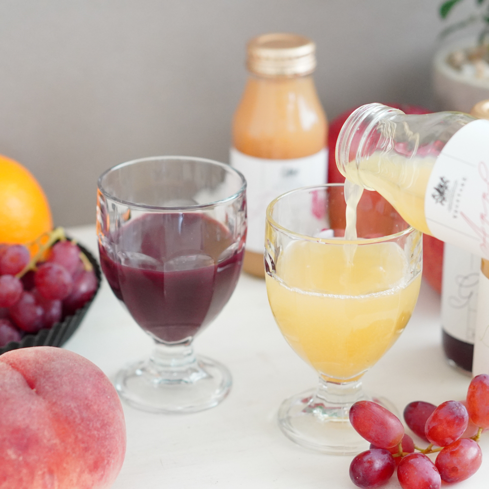 【出産内祝い・名入れ・無添加】国産果実100%ジュース＆ネクター5本セット（化粧箱入り）