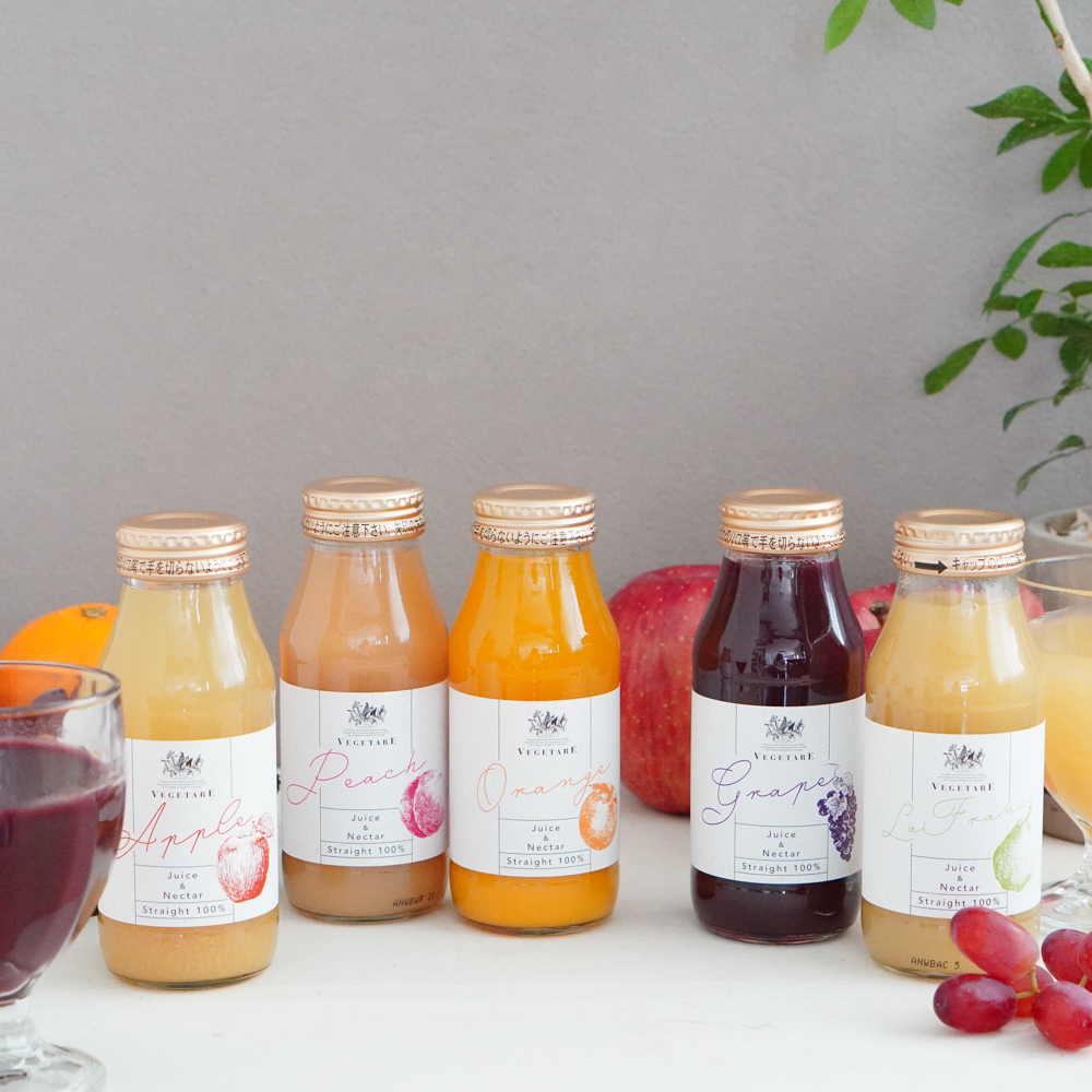 【出産内祝い・名入れ・無添加】国産果実100%ジュース＆ネクター5本セット（化粧箱入り）