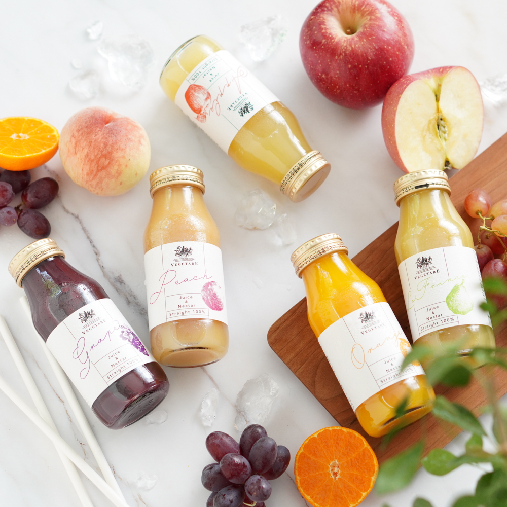 【出産内祝い・名入れ・無添加】国産果実100%ジュース＆ネクター5本セット（化粧箱入り）