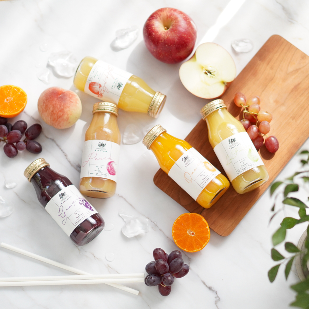 【出産内祝い・名入れ・無添加】国産果実100%ジュース＆ネクター5本セット（化粧箱入り）