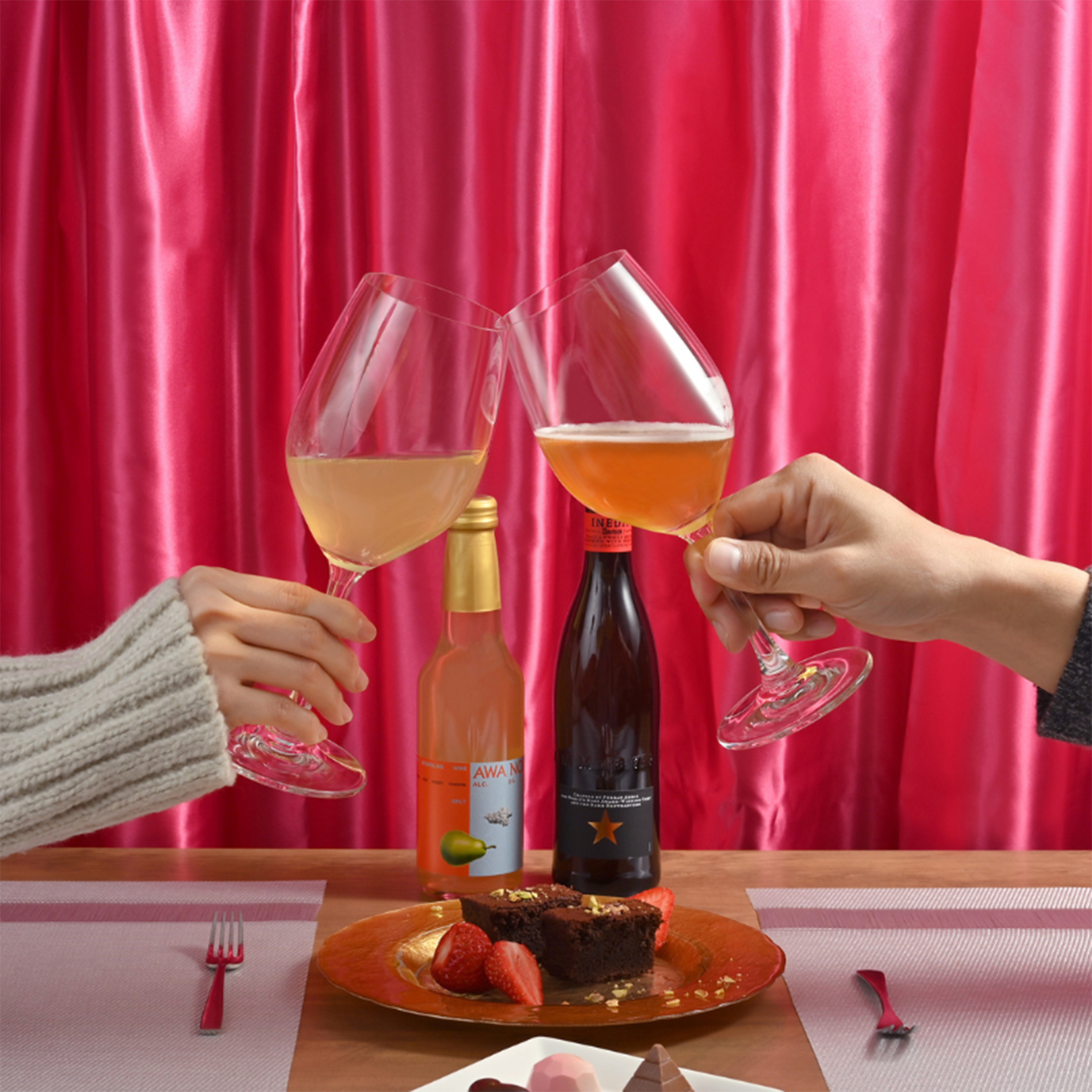 ミシュラン愛⽤ビールと洋ナシをつかったスパークリングの飲み⽐べセット