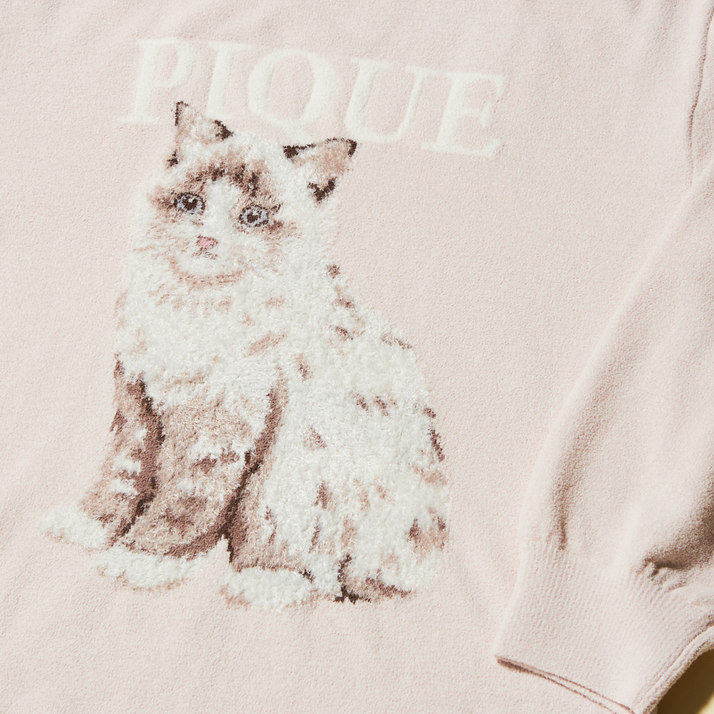 正規品♡新品 ジェラートピケ キャットジャガードワンピース ピンク ツインキャットジャガードワンピース(ワンピース)｜ルームウェア