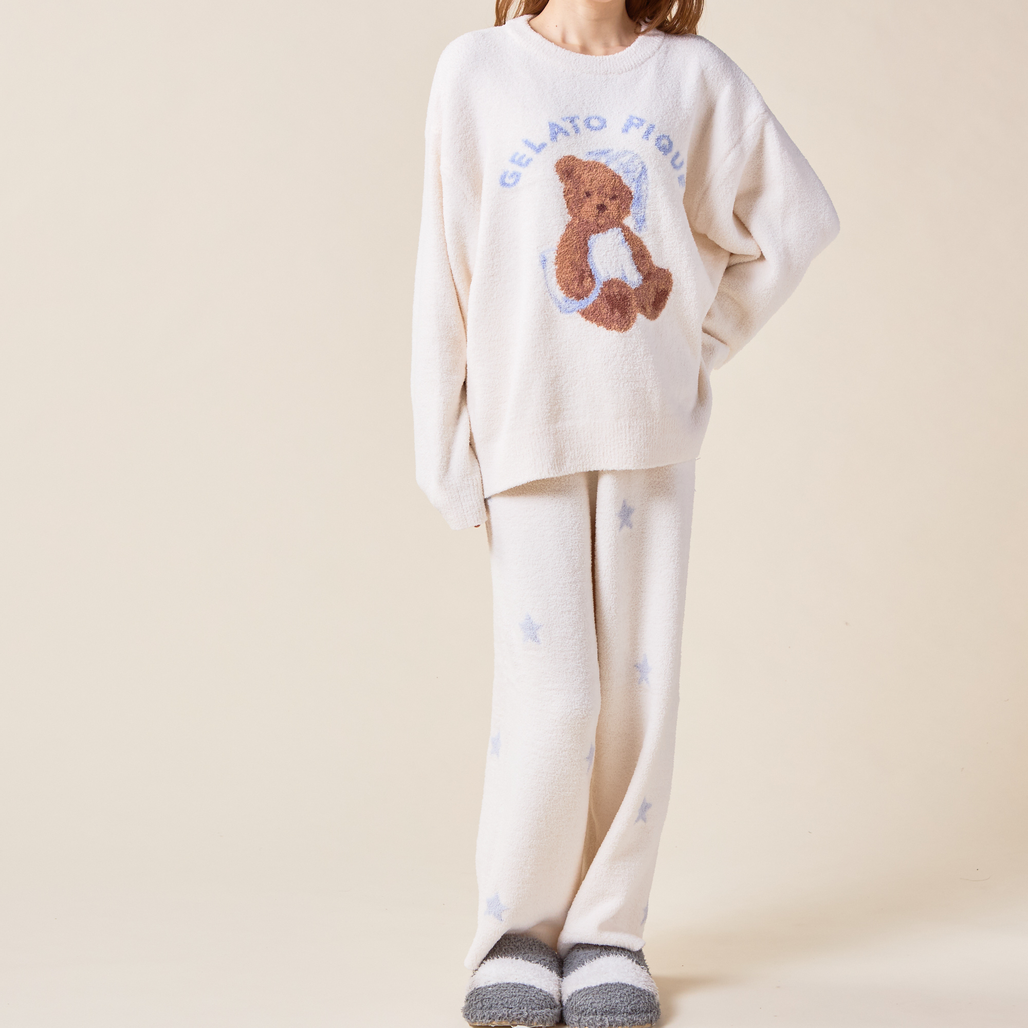 【WOMEN】GOOD NIGHT BEAR JQDプルオーバー&スターJQDロングパンツ
