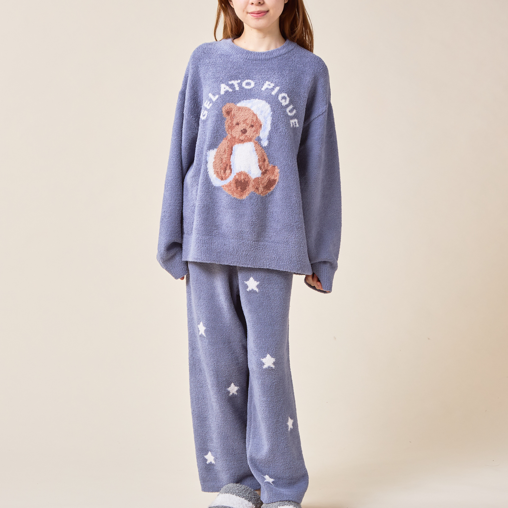 【WOMEN】GOOD NIGHT BEAR JQDプルオーバー&スターJQDロングパンツ