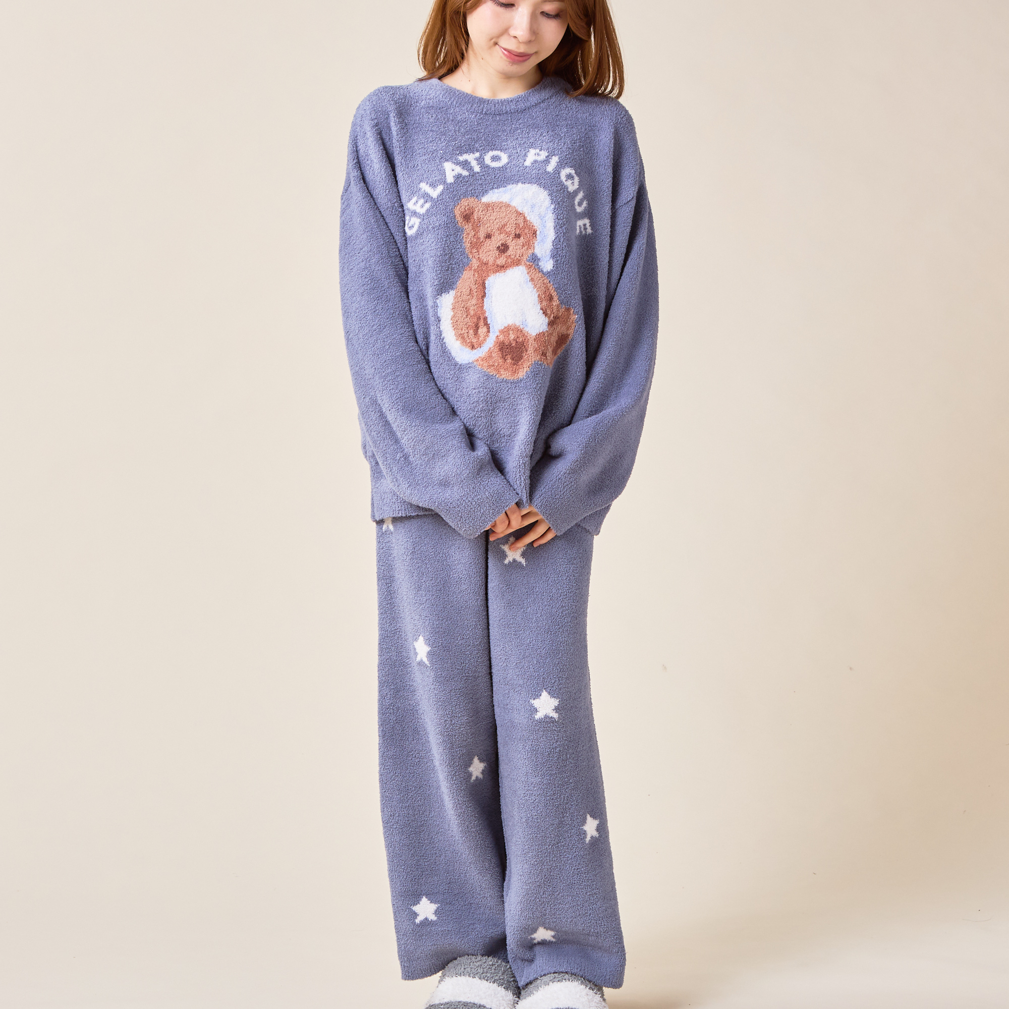 【WOMEN】GOOD NIGHT BEAR JQDプルオーバー&スターJQDロングパンツ