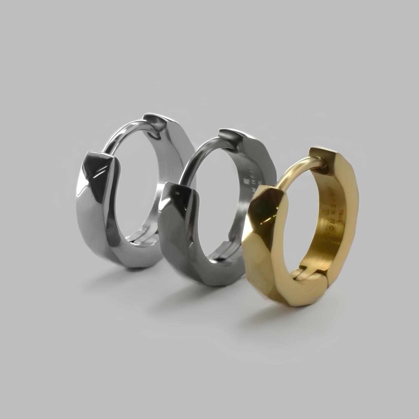 【選べる3色】カッティングフープピアス【片耳用／金属アレルギー対応】