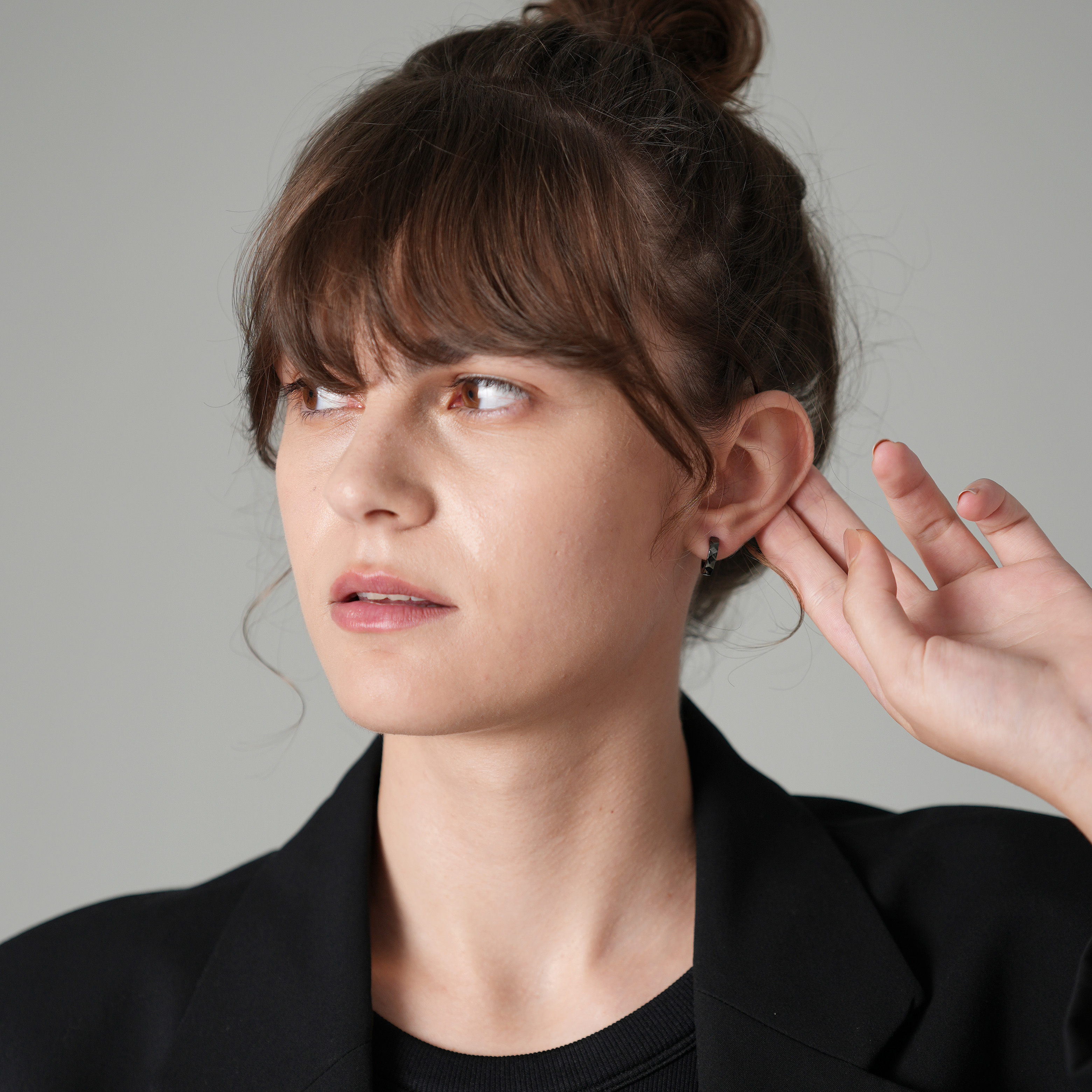 【選べる3色】カッティングフープピアス【片耳用／金属アレルギー対応】