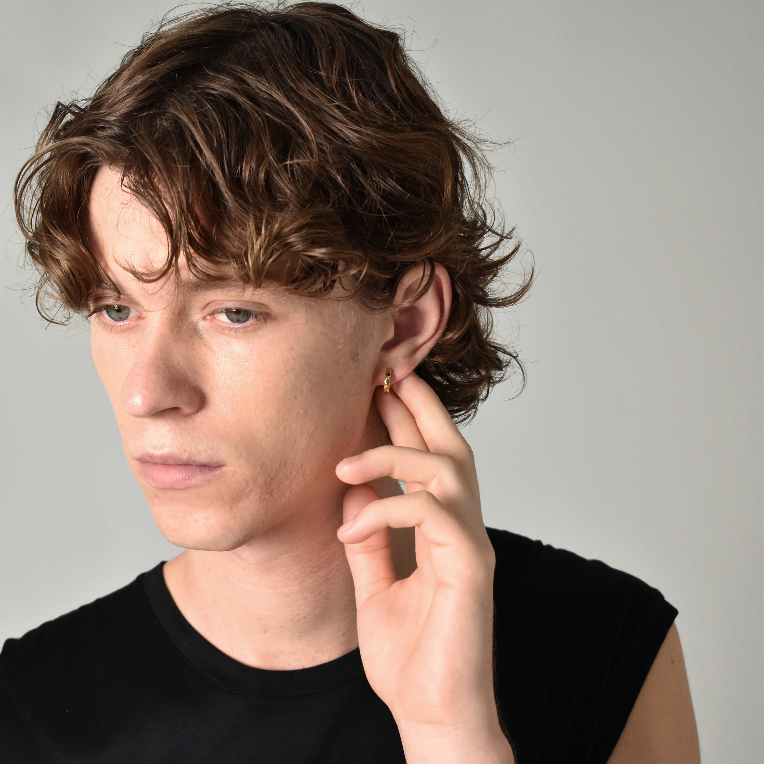 【選べる3色】カッティングフープピアス【片耳用／金属アレルギー対応】