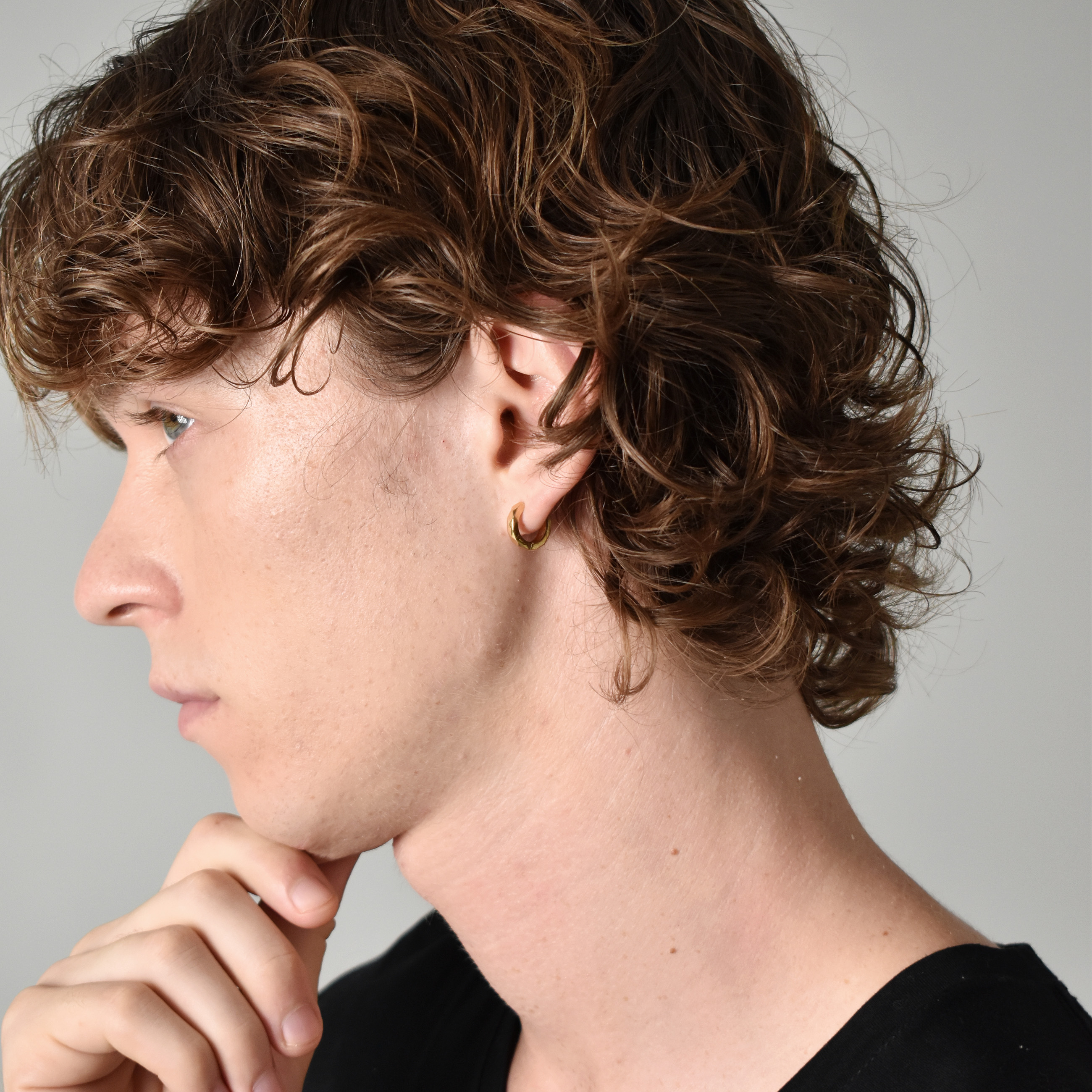 【選べる3色】カッティングフープピアス【片耳用／金属アレルギー対応】