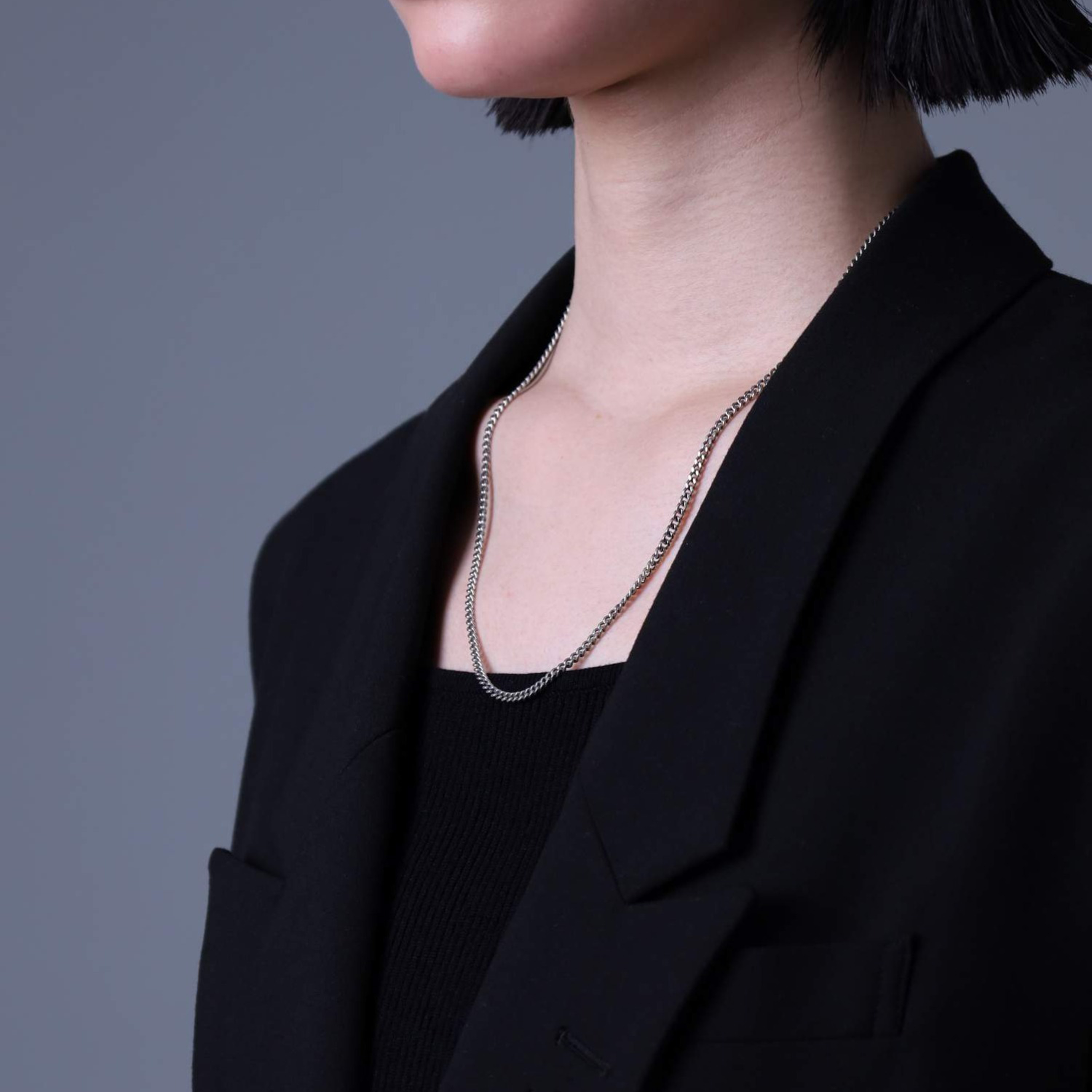 ミディアムシルバーチェーンネックレス【喜平／シルバー925】