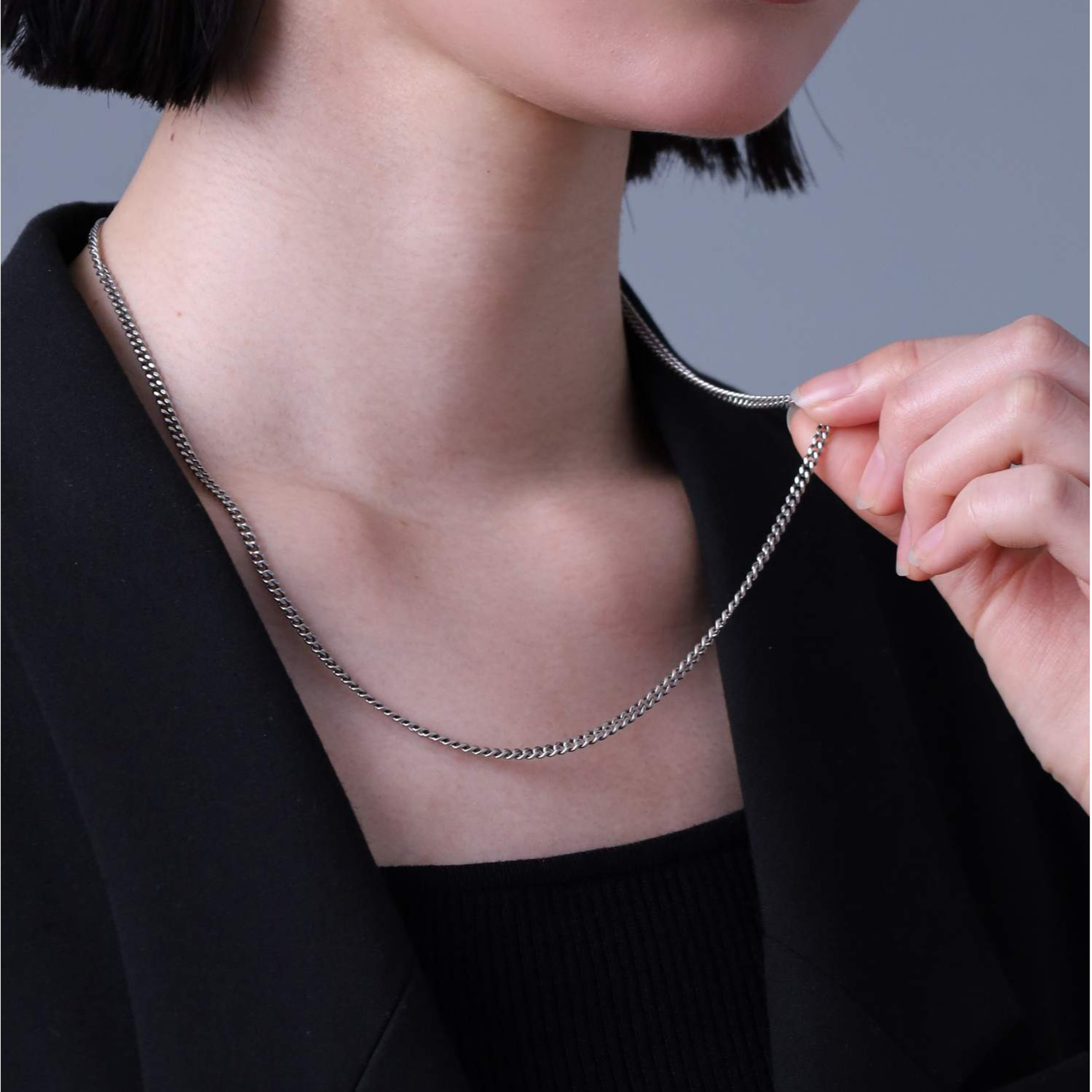 ミディアムシルバーチェーンネックレス【喜平／シルバー925】