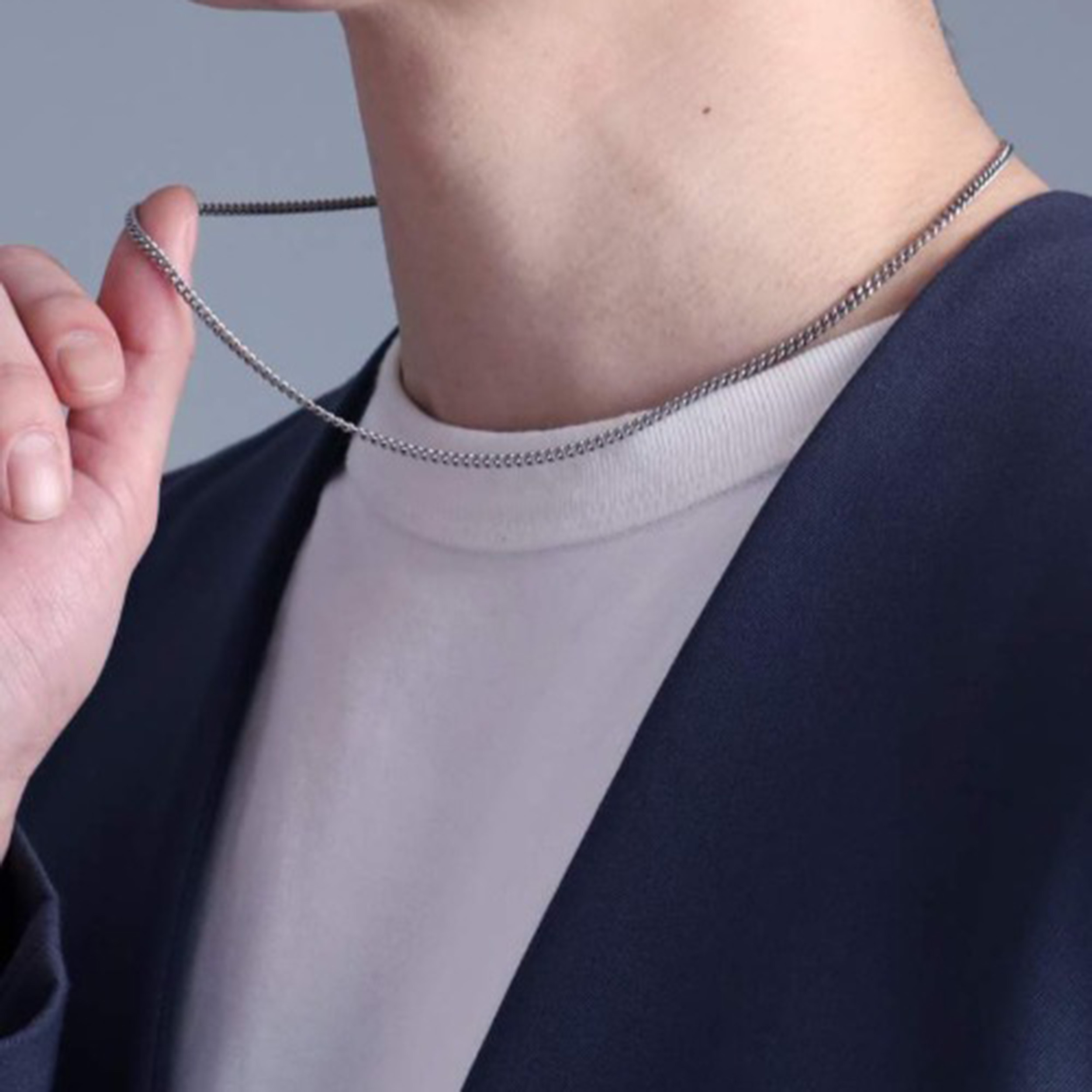 ミディアムシルバーチェーンネックレス【喜平／シルバー925】