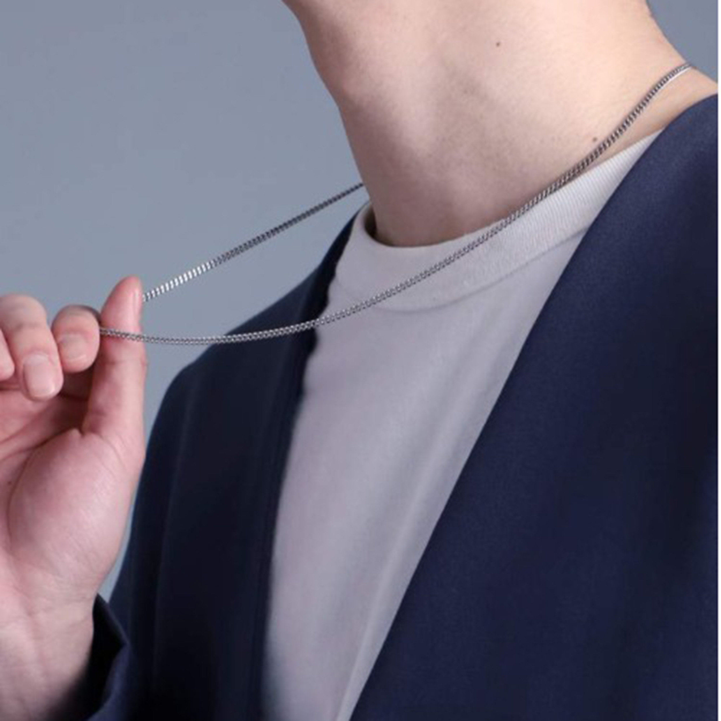 ミディアムシルバーチェーンネックレス【喜平／シルバー925】