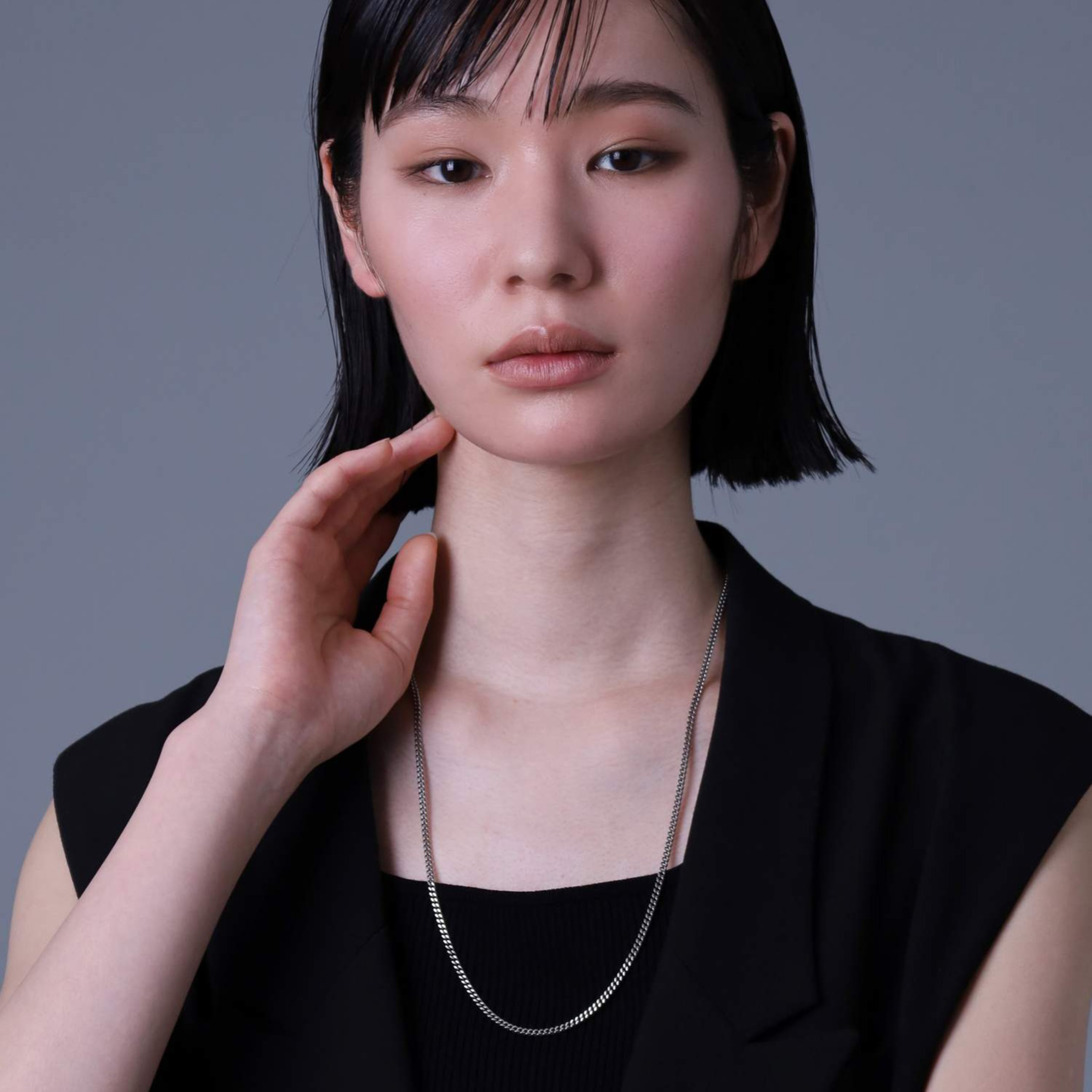 ミディアムシルバーチェーンネックレス【喜平／シルバー925】