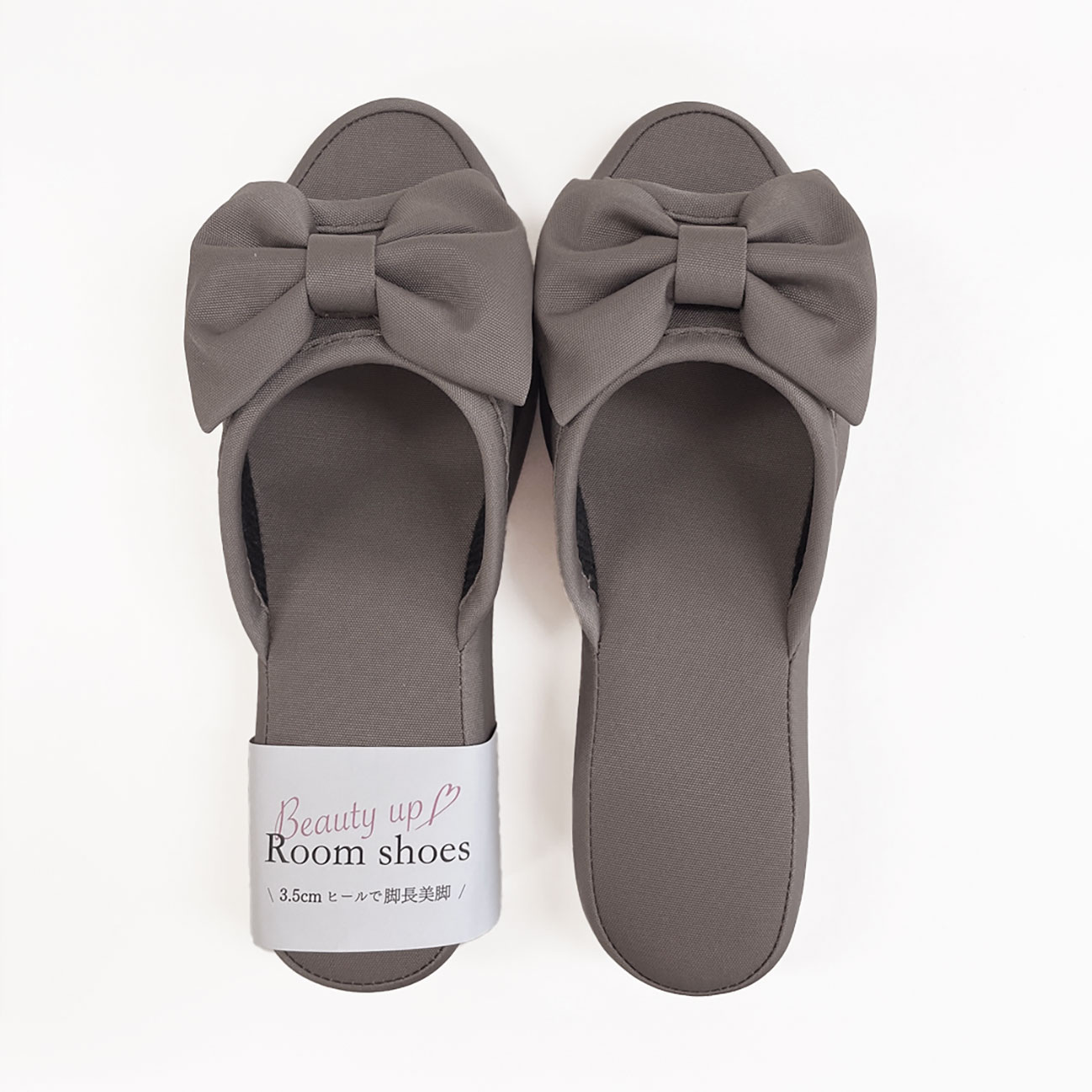 スタイルアップ　リボンヒールスリッパ