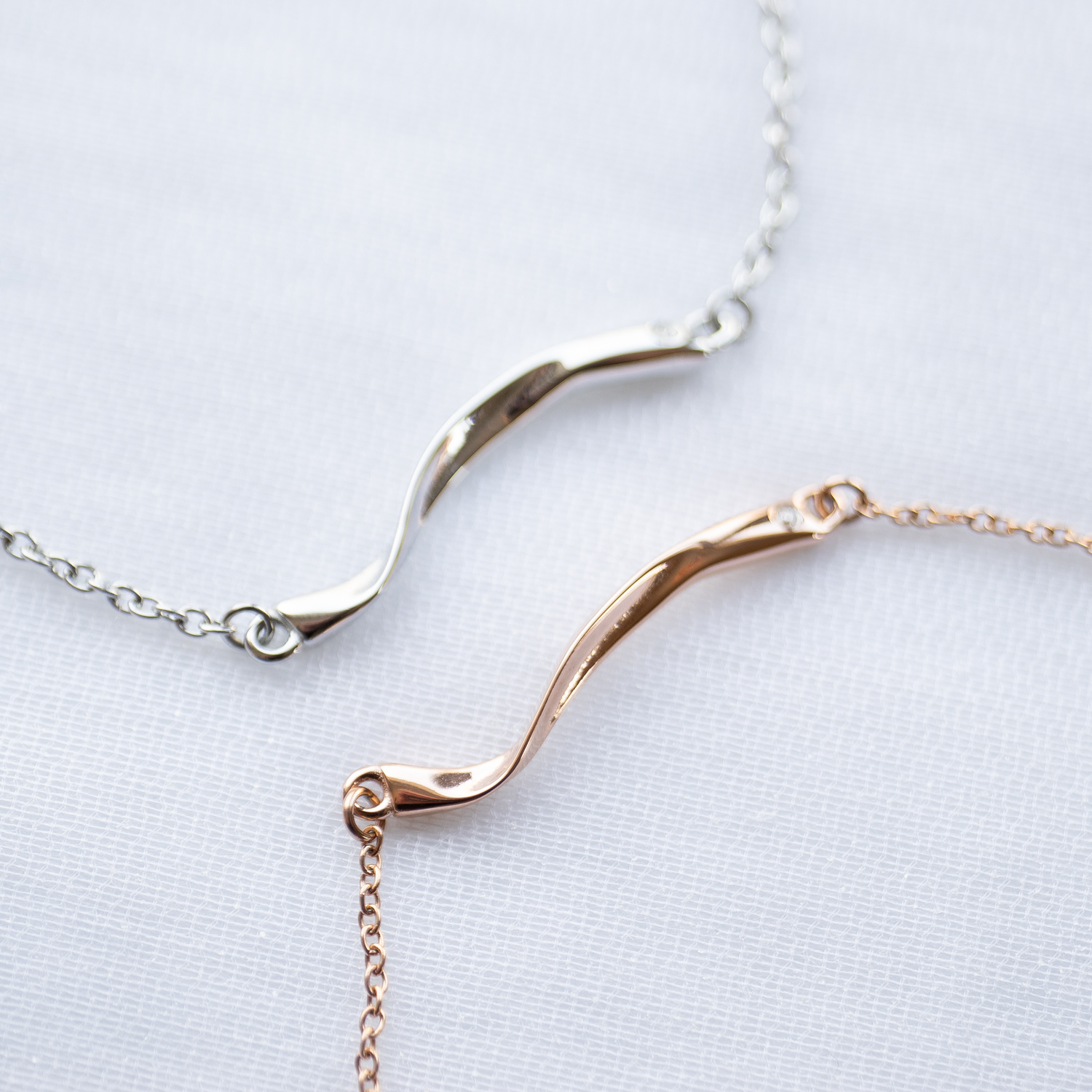 【刻印無料・セミオーダー・ペアセット】メビウス・リボンのペアブレスレット/アンクレット　klb060