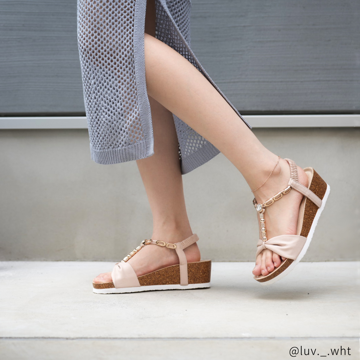 【刻印無料・セミオーダー】タイニービーズのデザインチェーン　ペアアンクレット　klb061