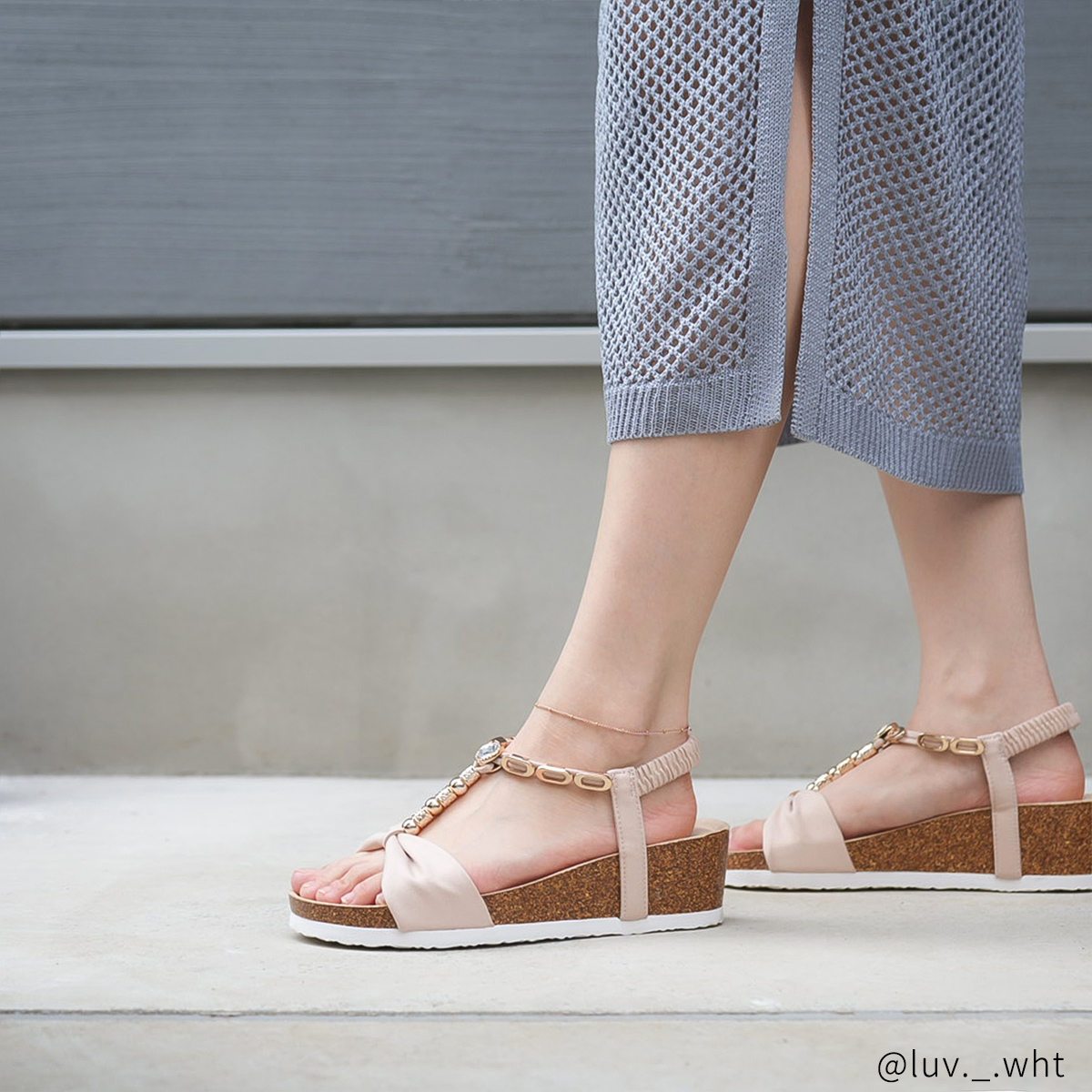 【刻印無料・セミオーダー】タイニービーズのデザインチェーン　ペアアンクレット　klb061