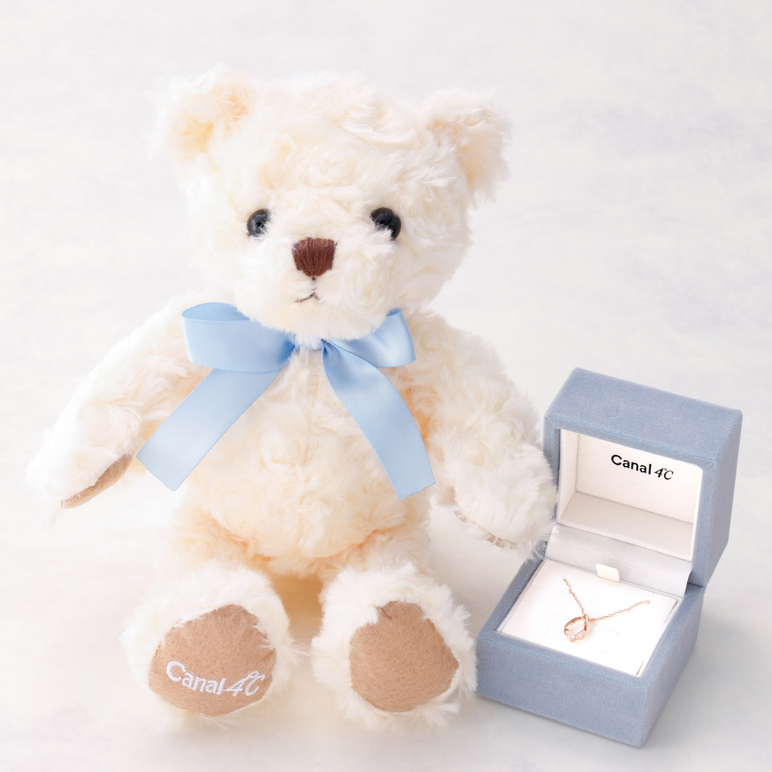 【名入れ】ブランドオリジナルベア&雫ネックレスセット