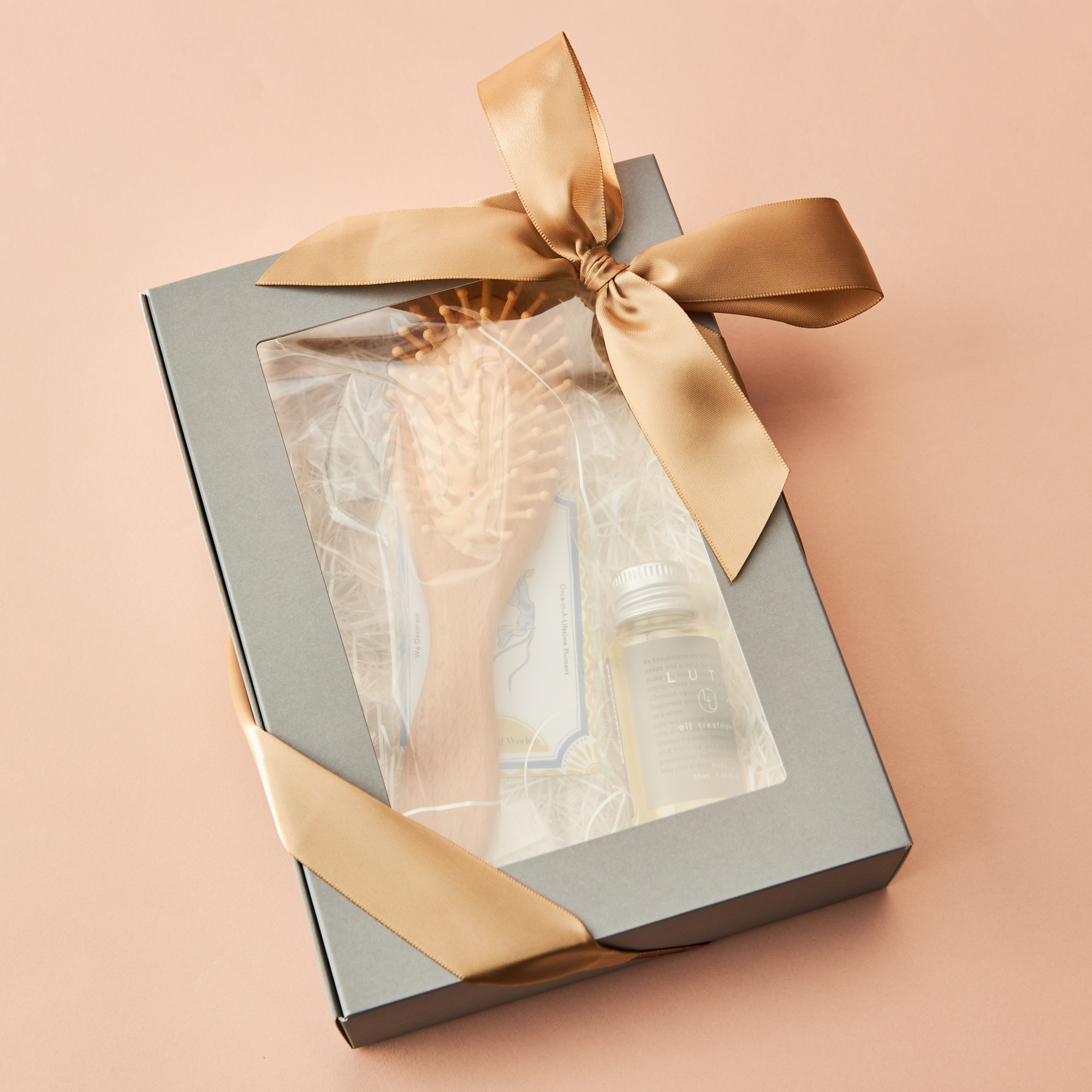 【名入れ/ギフトBOX】木製ブラシ＆ヘアオイルセット