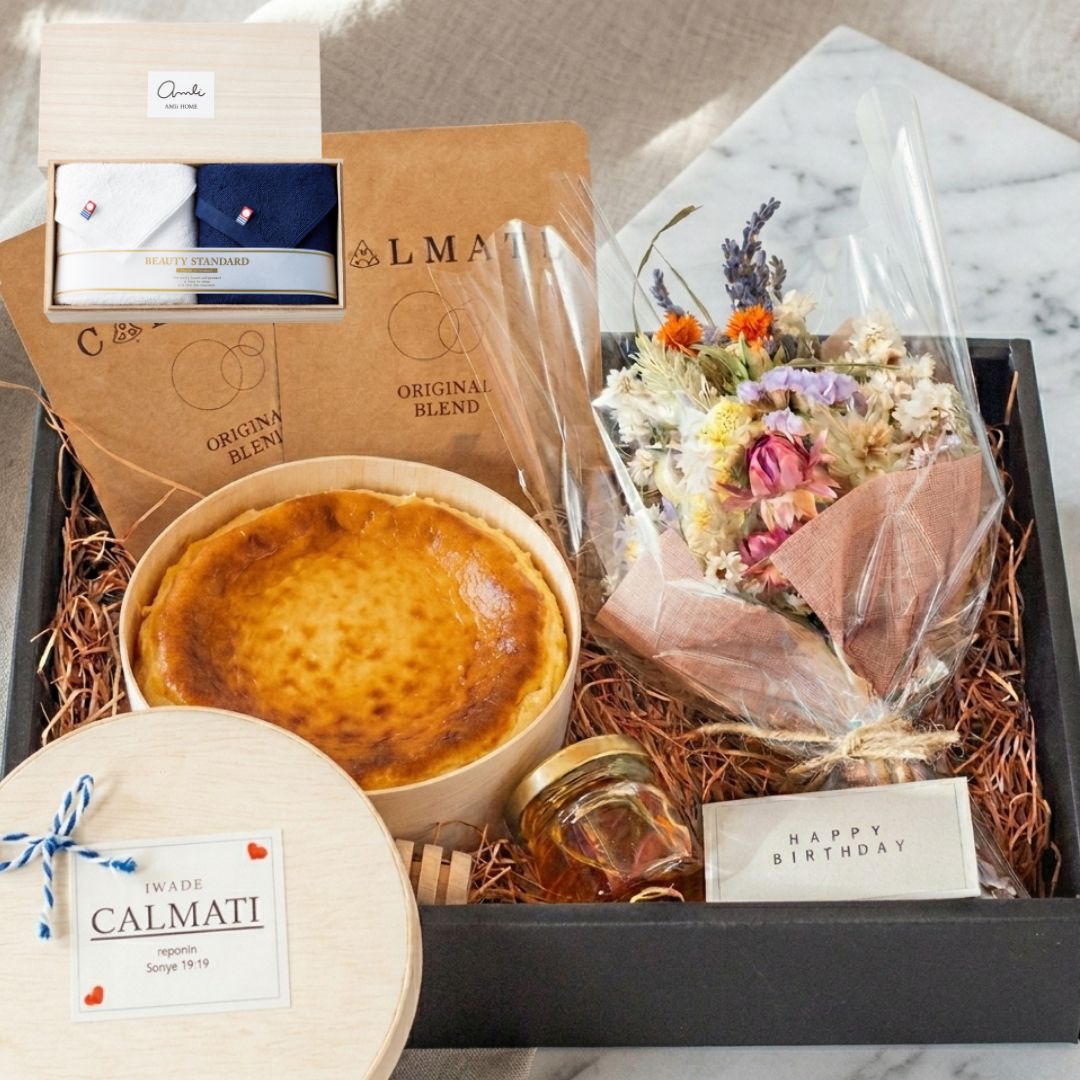 今治タオル×ドライフラワーブーケ×チーズケーキセット