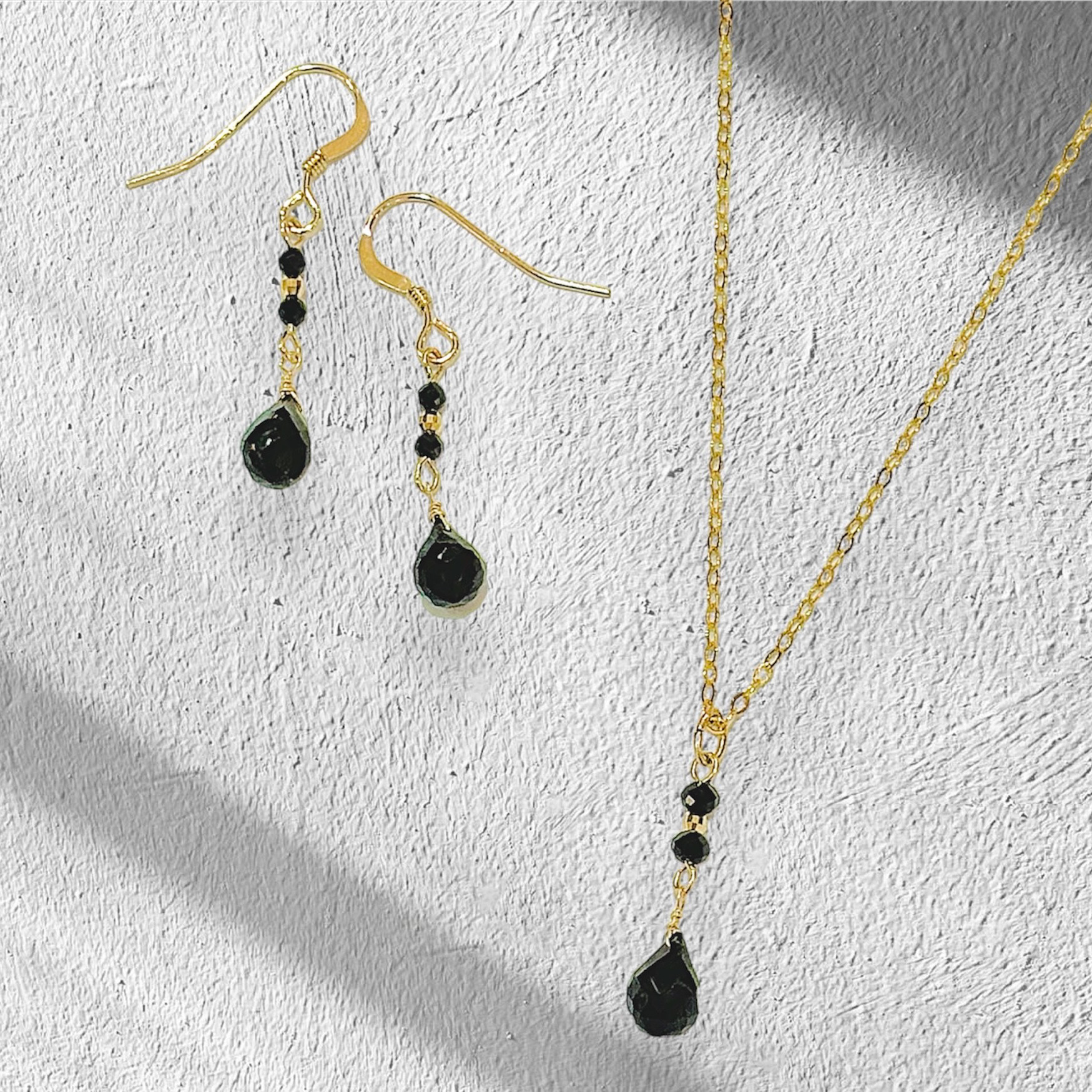 K14GFブリオレットカットピアス&ネックレスセット