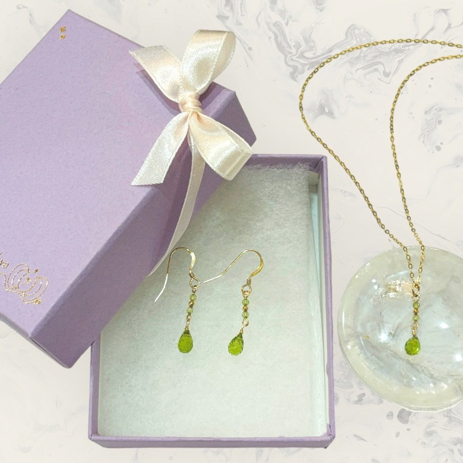 K14GFブリオレットカットピアス&ネックレスセット