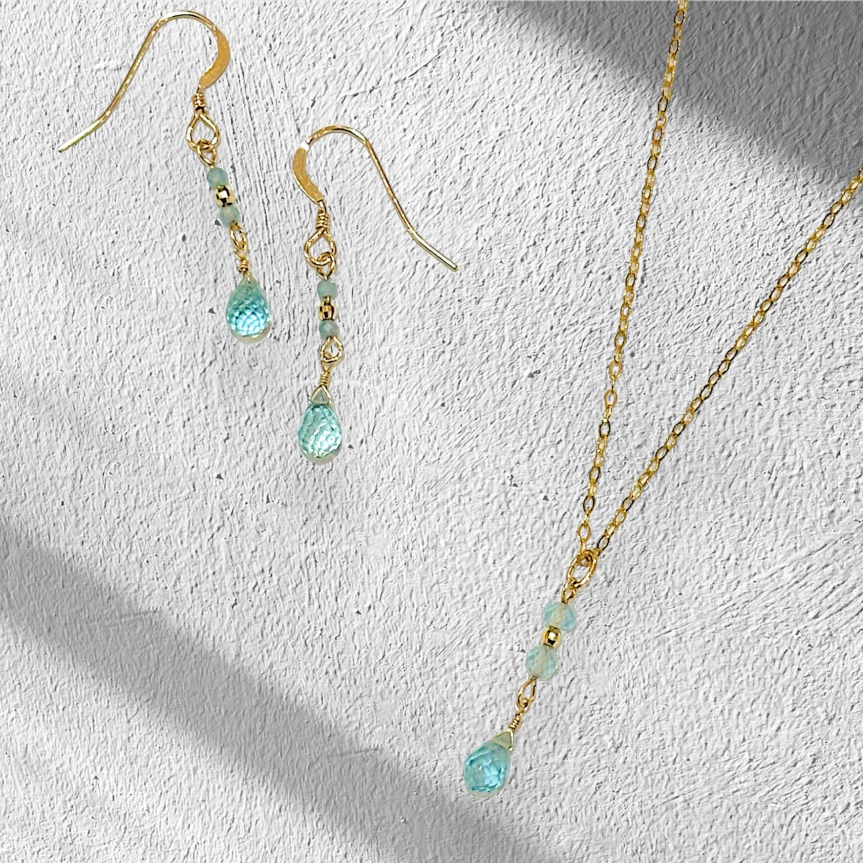 K14GFブリオレットカットピアス&ネックレスセット