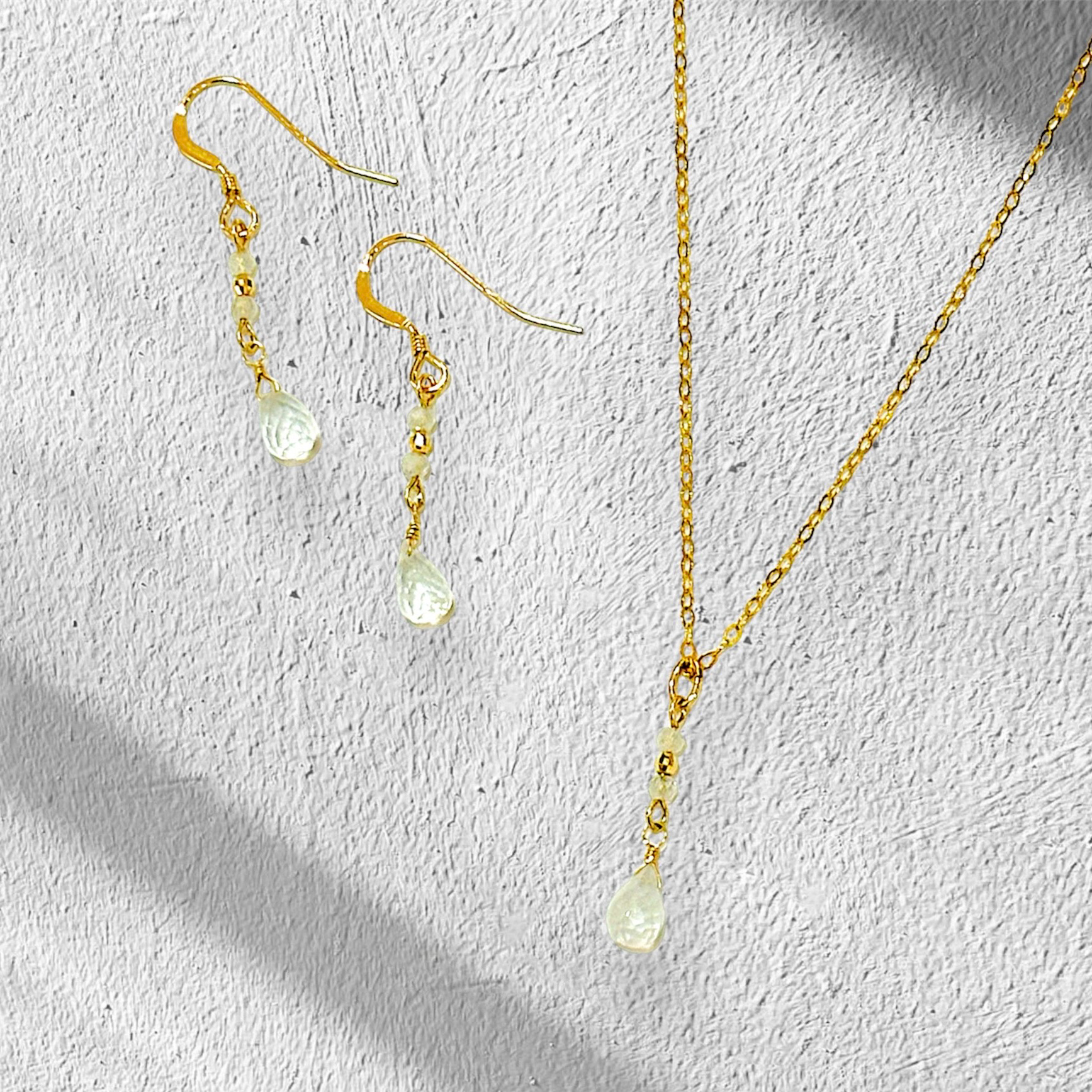 K14GFブリオレットカットピアス&ネックレスセット