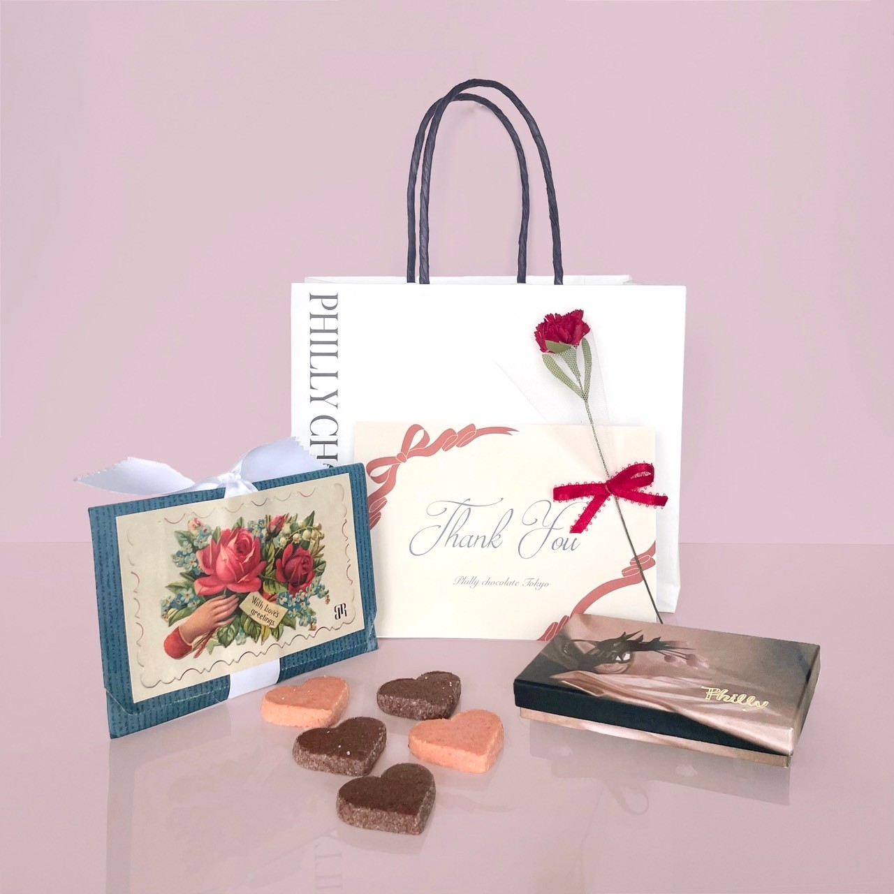 【ショッパー/お花付】Cookie (ROSE) + Chocolate set