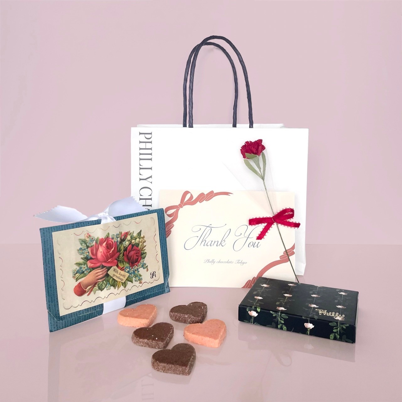 【ショッパー/お花付】Cookie (ROSE) + Chocolate set